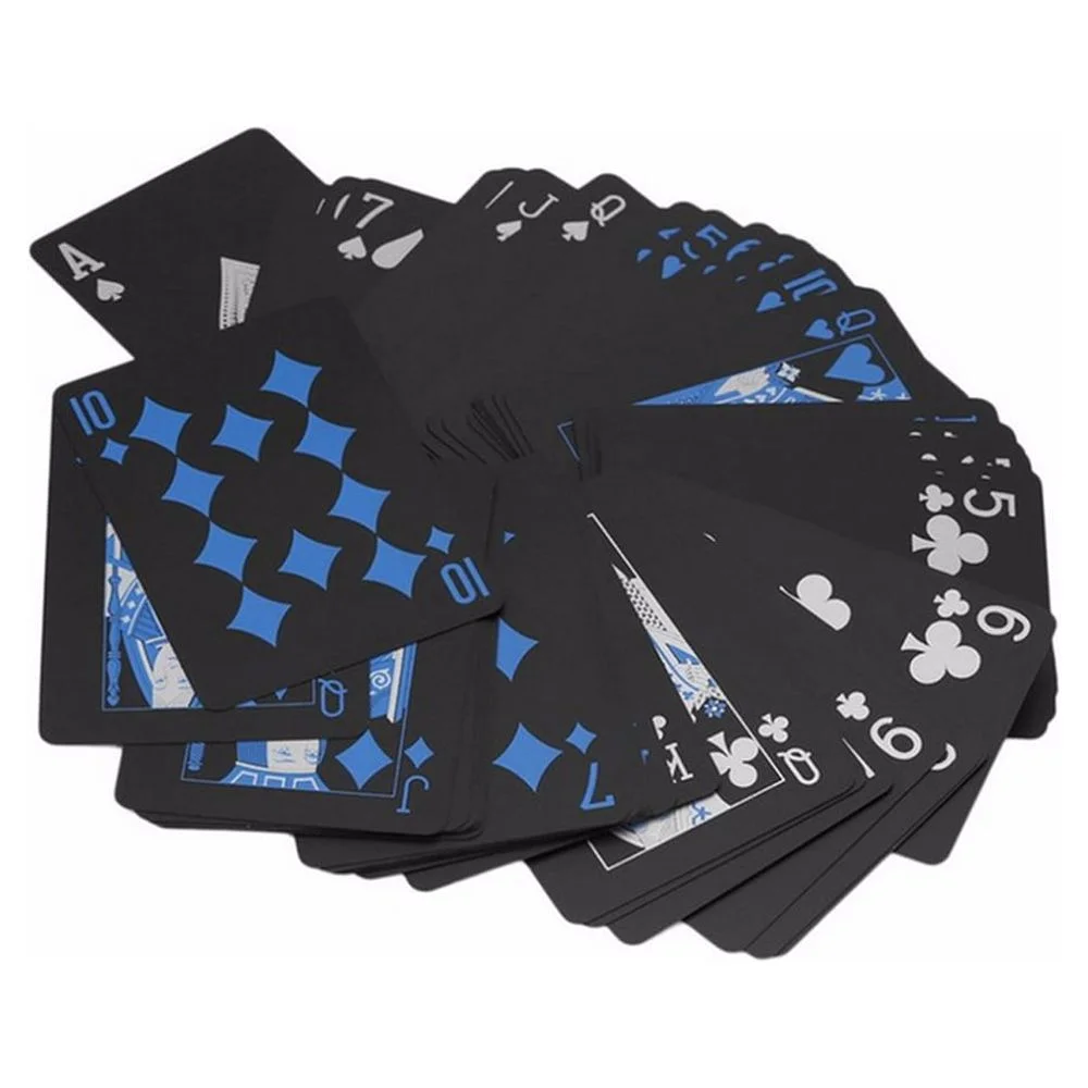 Anself 54Pcs Fine-quality Plastic PVC Poker Waterproof Black Playing Cards Creative Gift Practical Magic Poker Gaming Cards