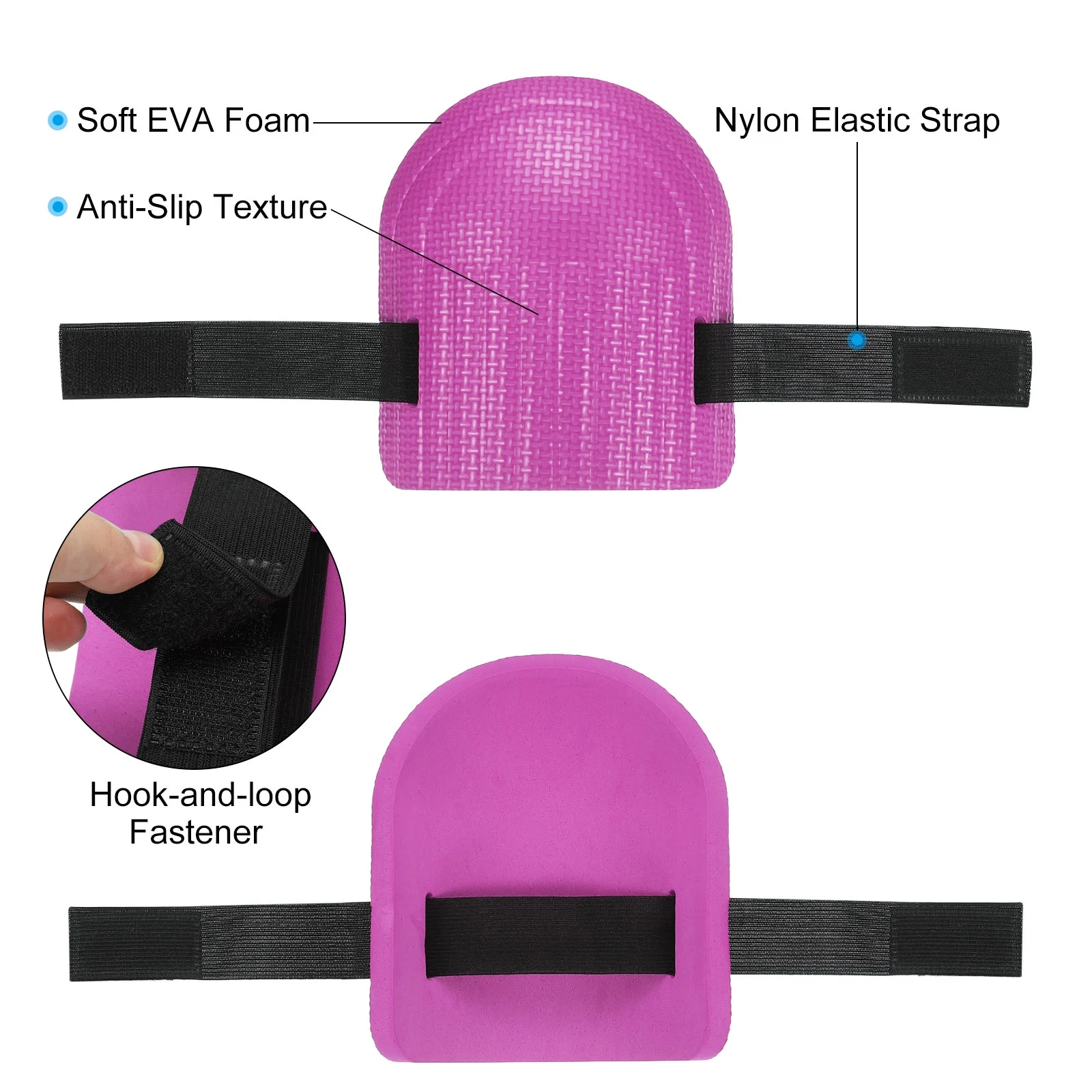 Uxcell EVA Foam Lightweight Gardening Knee Pads with Elastic Straps, Black 1 Pair