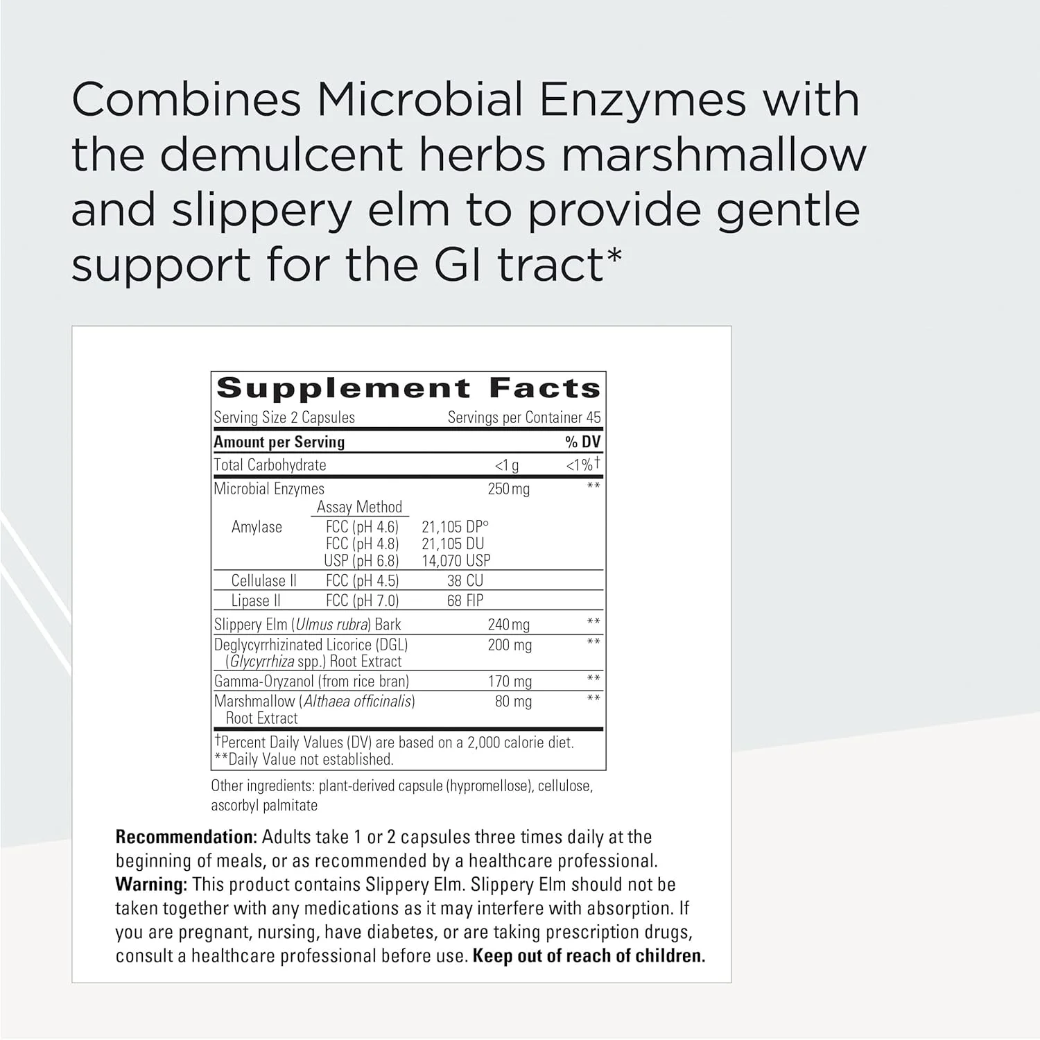 Integrative Therapeutics Similase Sensitive Stomach - Digestive Enzymes with Soothing Herbs* - with Marshmallow, Slippery Elm, & Licorice Root - Dairy Free - 90 Vegetable Capsules