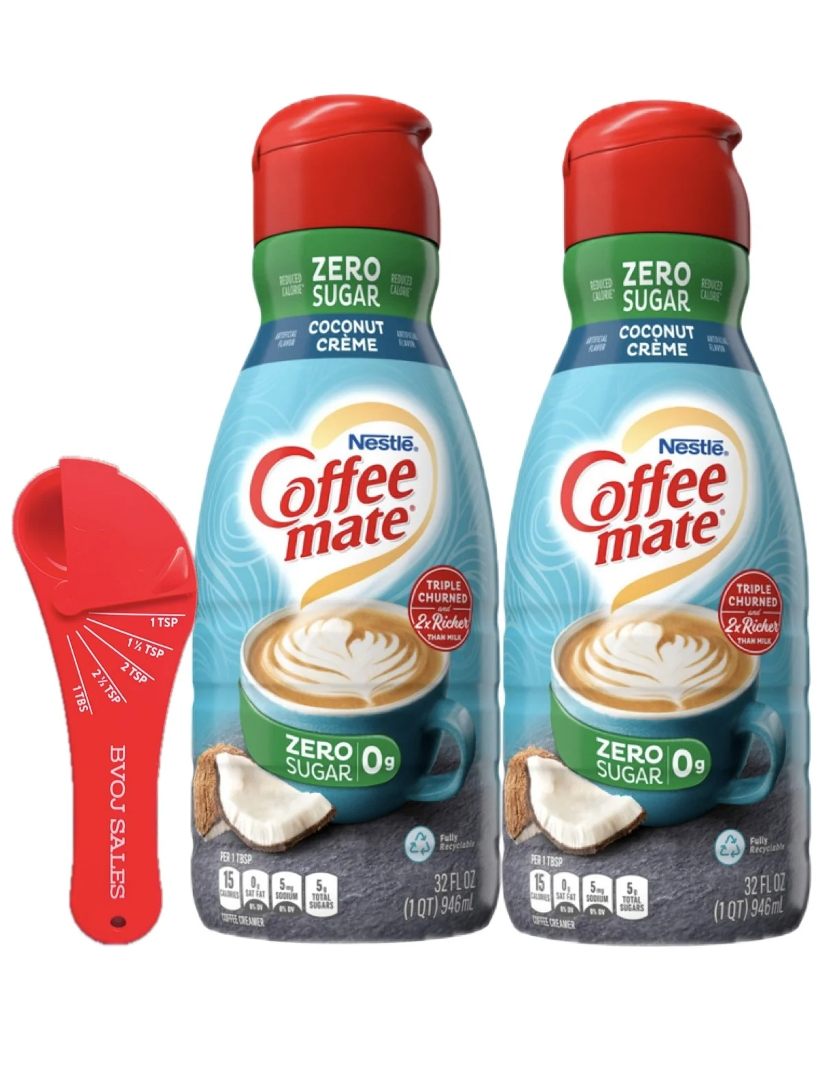 2 Pack: Coffee Mate Coconut Creme Zero Sugar Coffee Creamer 32 Fl oz