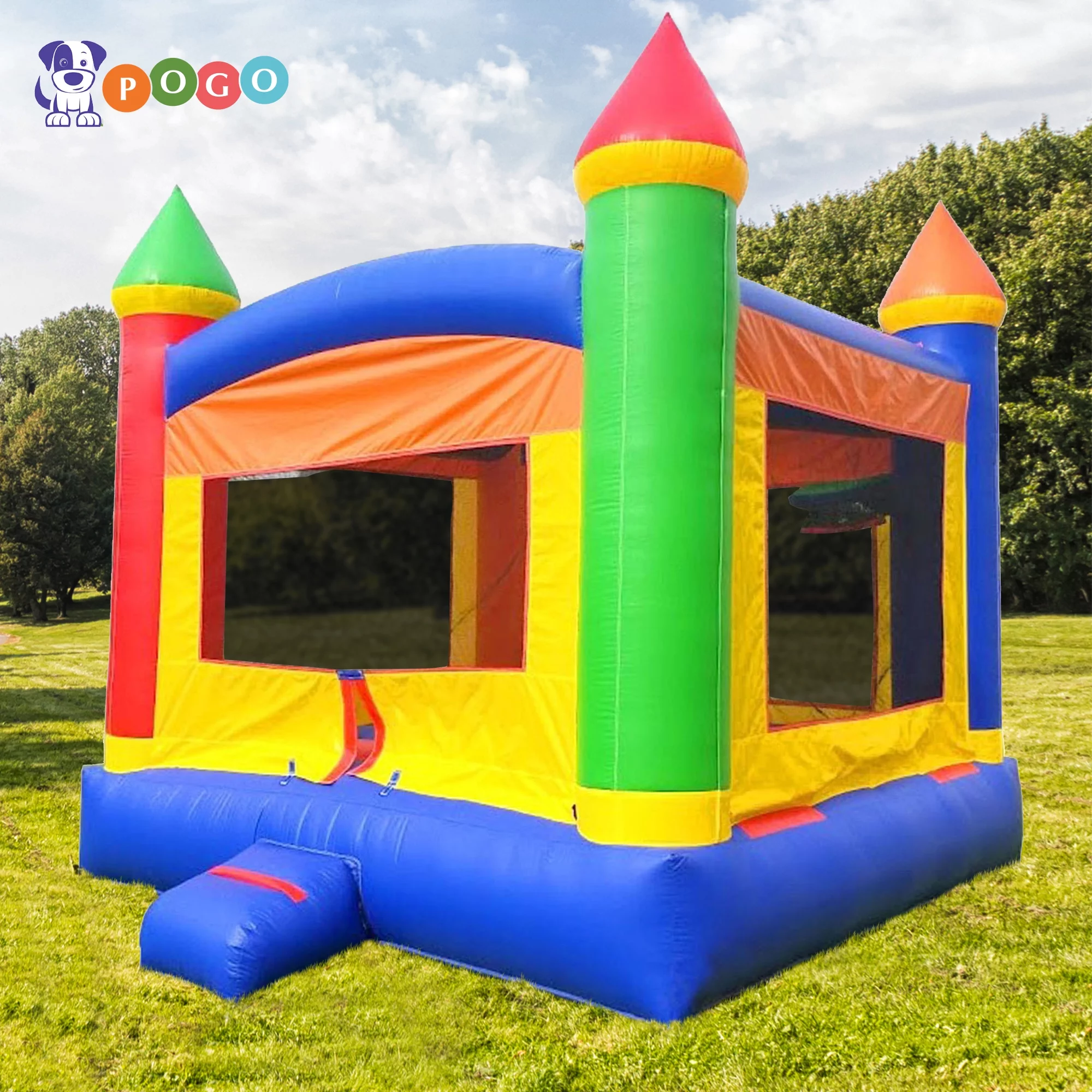 Pogo Bounce House Crossover Inflatable Bounce House, Rainbow Jumper, No Blower