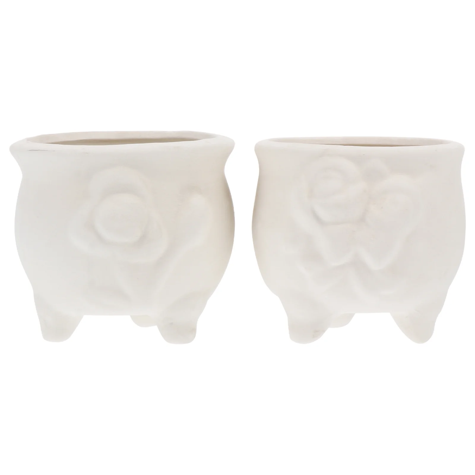 2Pcs DIY Ceramic Flowerpots Paintable Pots Graffiti Garden Planters Kid Toys