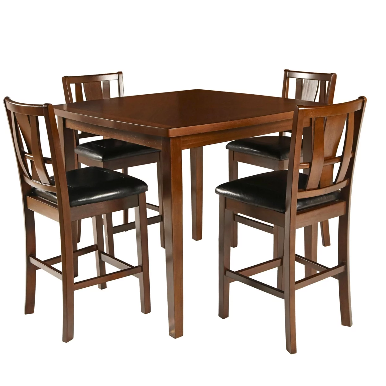 Wooden 5 Piece Counter Height Dining Set Brown and Black - Saltoro Sherpi