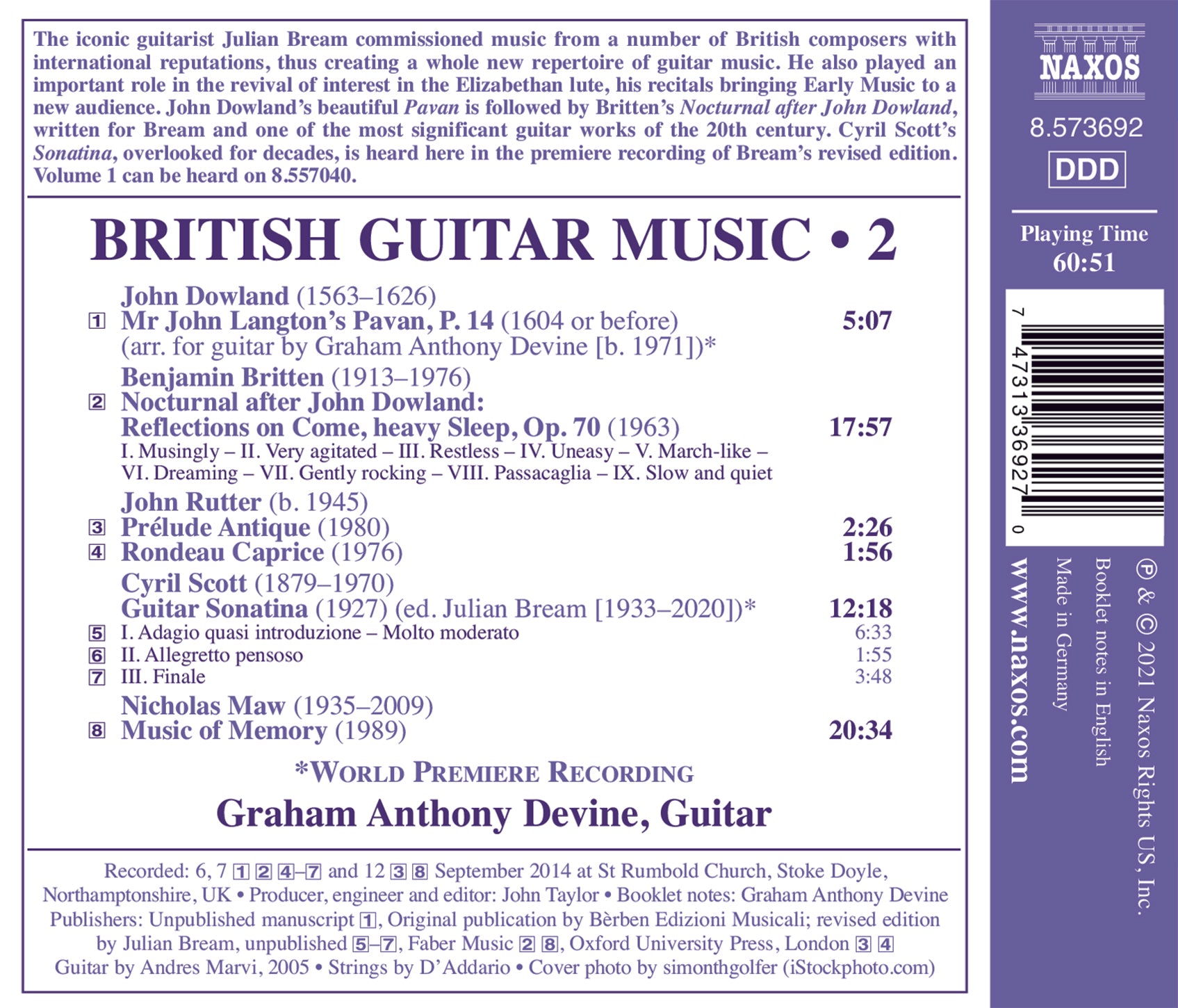 Dowland / Devine - British Guitar Music 2 - CD