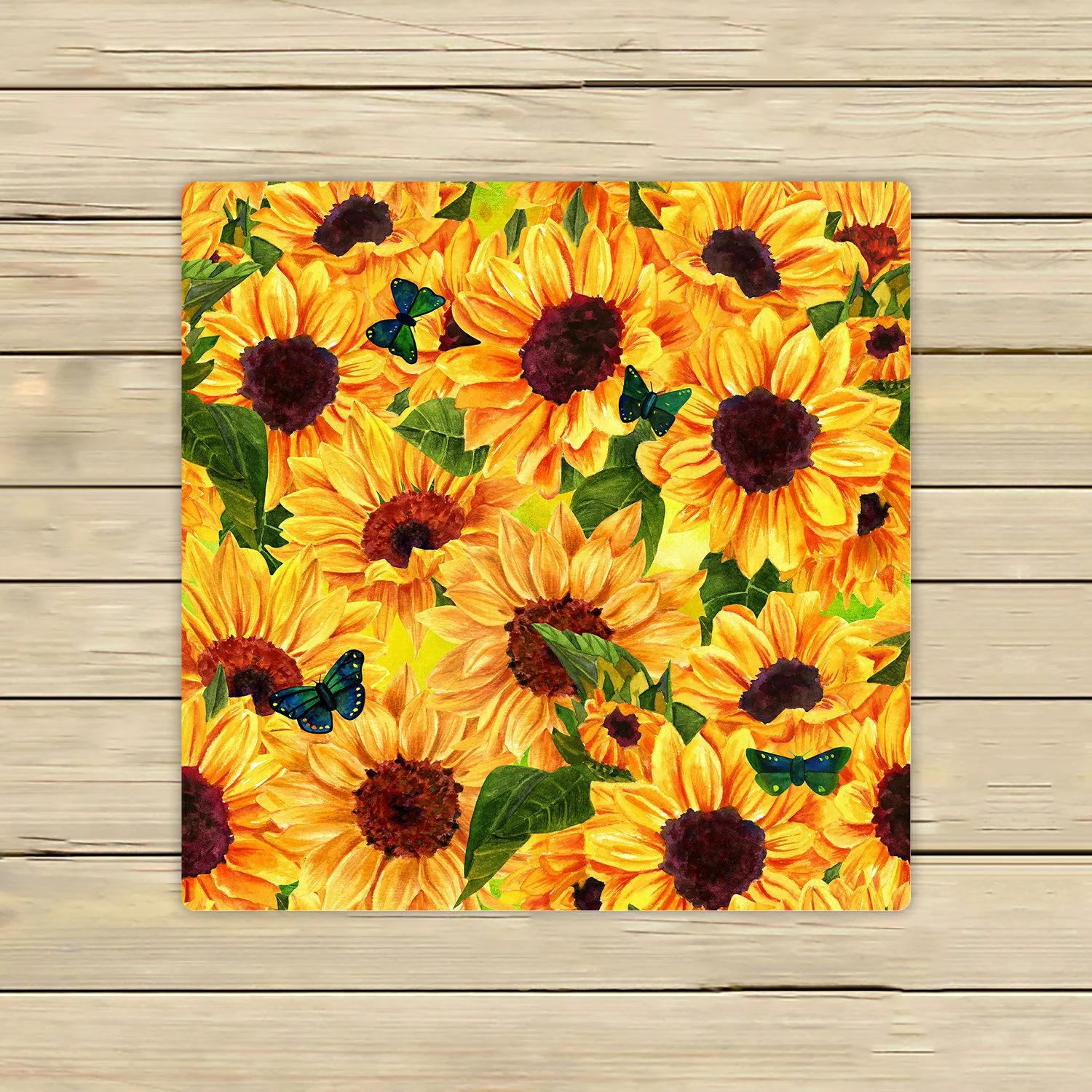 ABPHQTO Vibrant Watercolor Sunflowers Butterflies Towels Beach Bath Pool Sprot Travel Hand Spa Towel 13x13 Inch