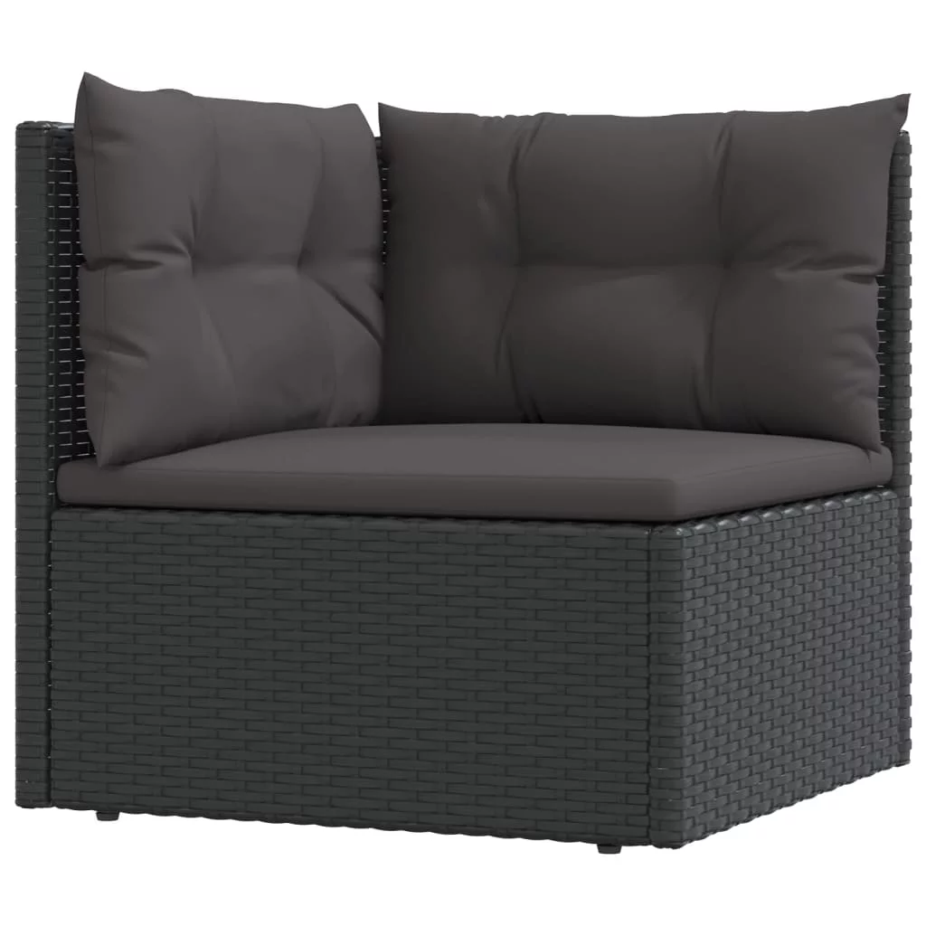 Suzicca 6 Piece Patio Set with Cushions Black Poly Rattan