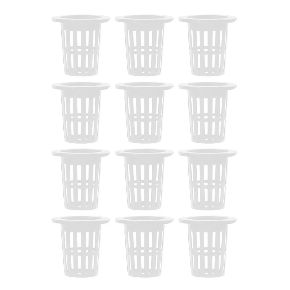 50 Pcs Planting Basket Hydroponics Growing System Net Pots Garden Netting Cup Basin White Plastic