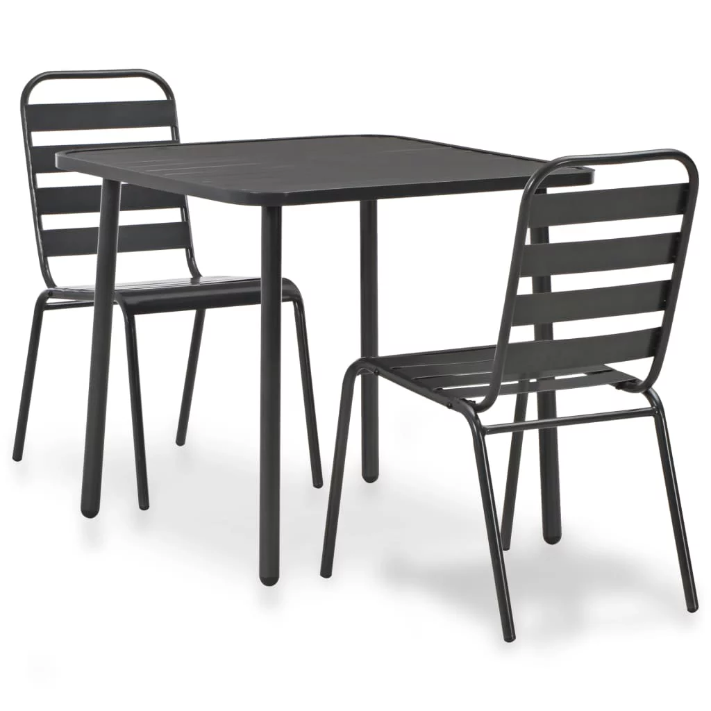 OWSOO 3 Piece Bistro Set Steel Dark Gray