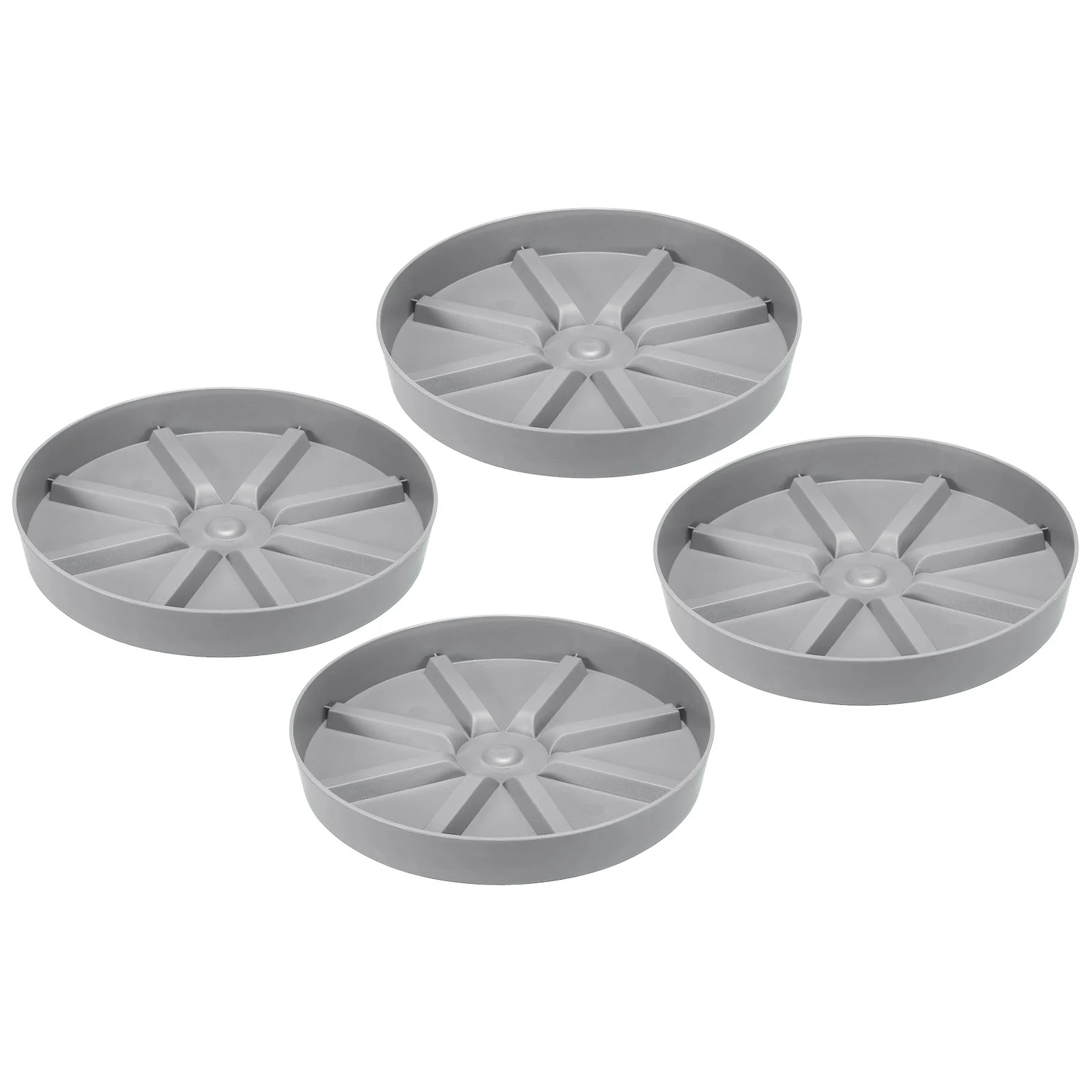 Uxcell 9 Inch Plant Saucers Tray, Durable Plastic Round Flower Pot Drip Tray, Grey 4Pcs