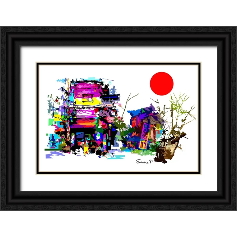 Pansanit, Surapol 14x11 Black Ornate Wood Framed with Double Matting Museum Art Print Titled - Eastern City