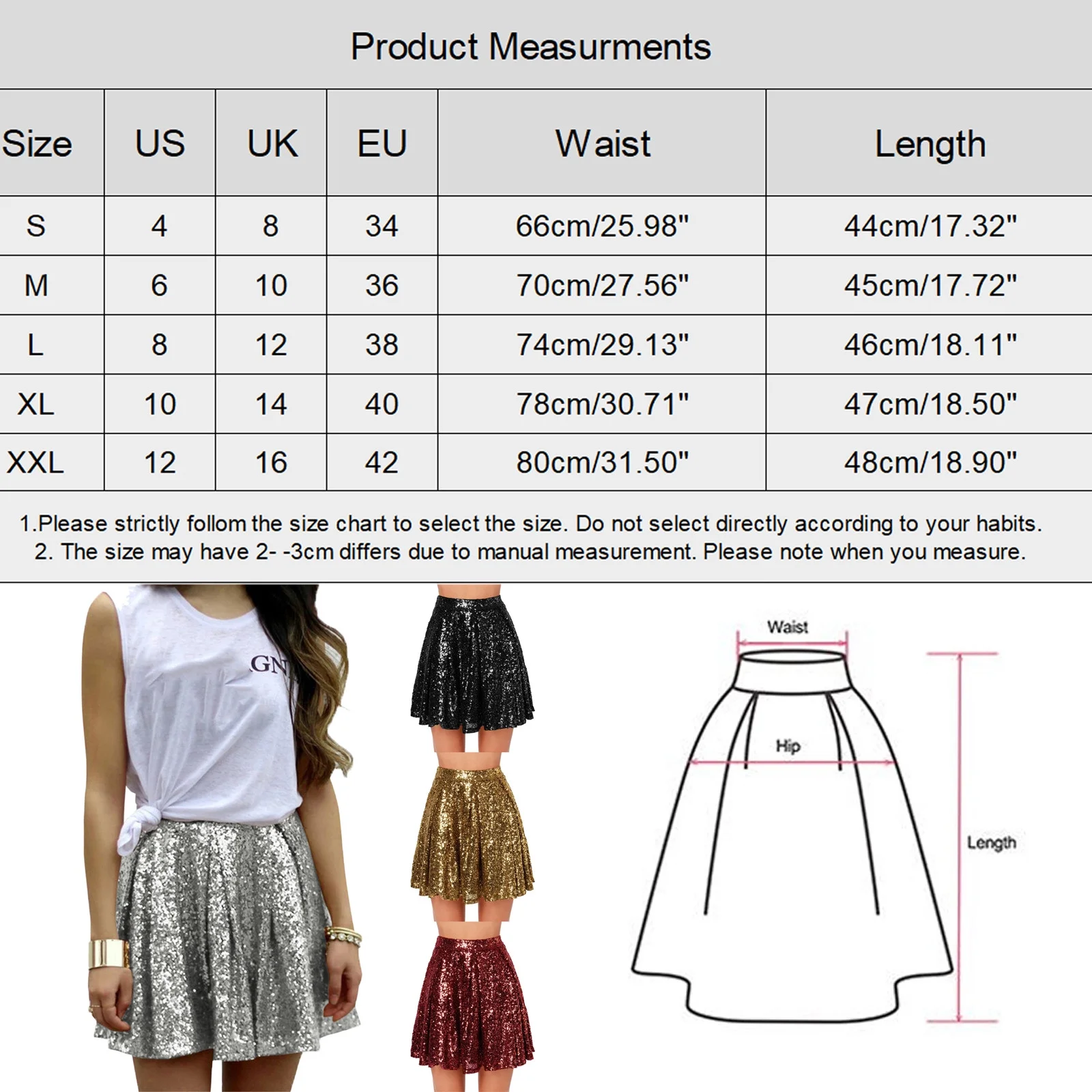Summer Mini Skirt Women'S Fashion High Waist Pleated Solid Color Short Skirt Loose Sequin Skirt Skirts For Women Dressy Casual Midi