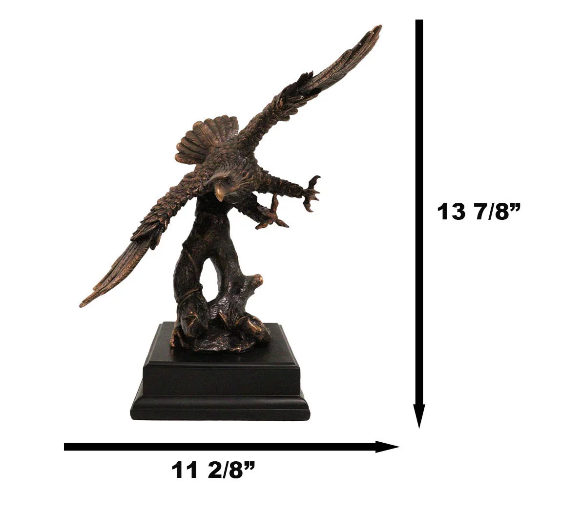 American Bald Eagle Swooping With Open Wings Bronze Electroplated Resin Figurine