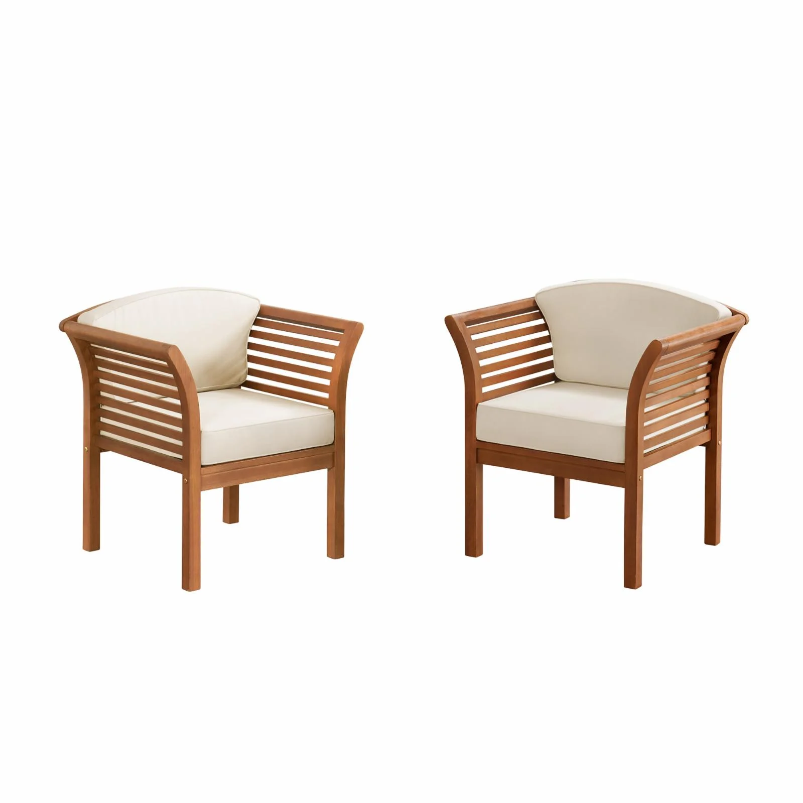 Alaterre Furniture Stamford Eucalyptus Wood Outdoor 3-Piece Conversation Set with 2 Chairs and Coffee Table - Set of 3, Natural