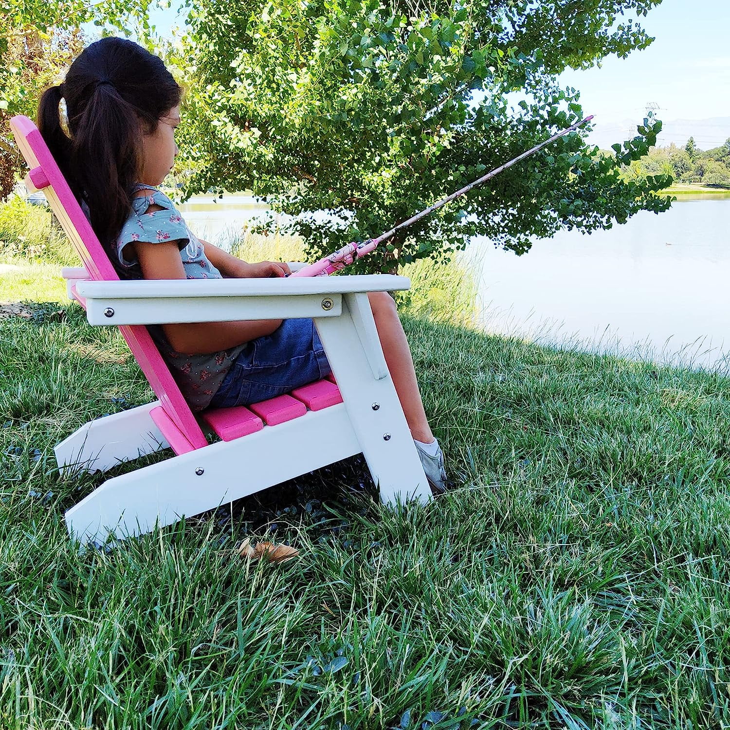 All Weather Resistant, Indoor Outdoor  Chairs For Children And Pets, Outdoor Patio Backyard Furniture (Pink White)