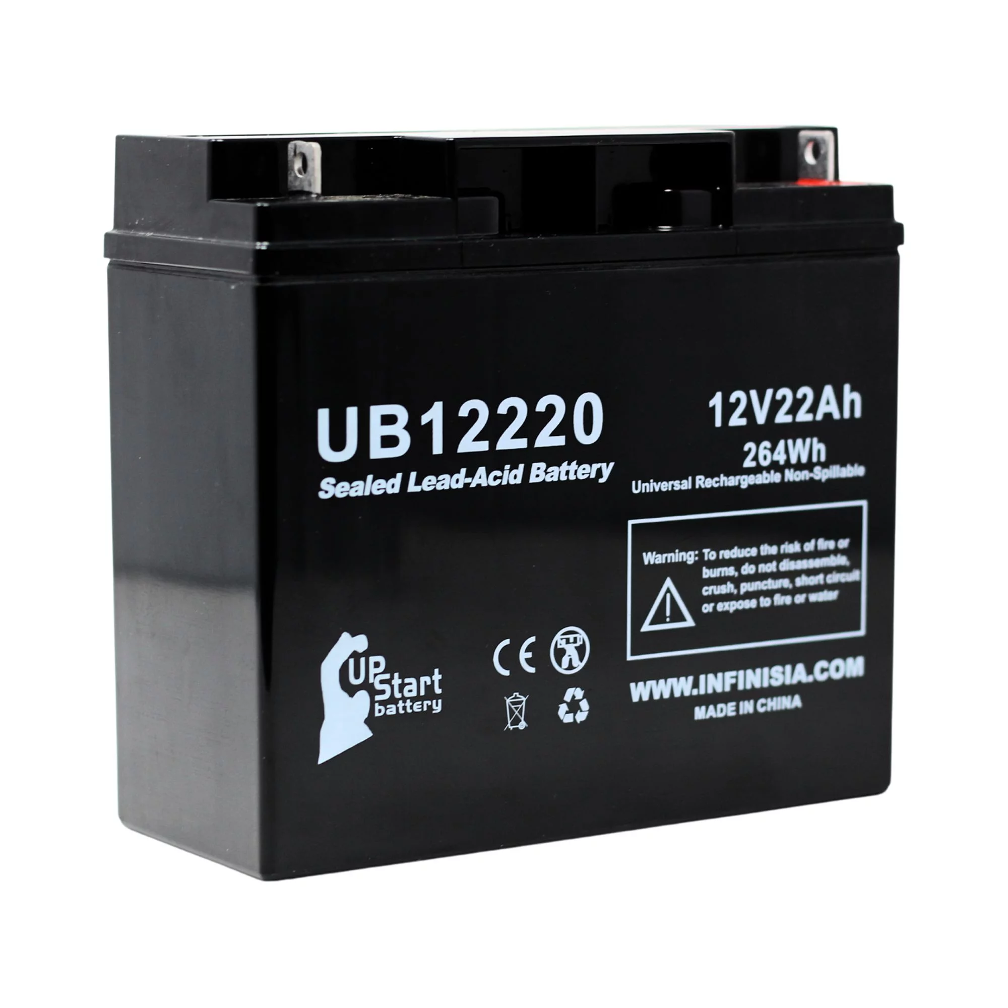 Compatible Hitachi HP1512P Battery - Replacement UB12220 Universal Sealed Lead Acid Battery (12V, 22Ah, 22000mAh, T4 Terminal, AGM, SLA)
