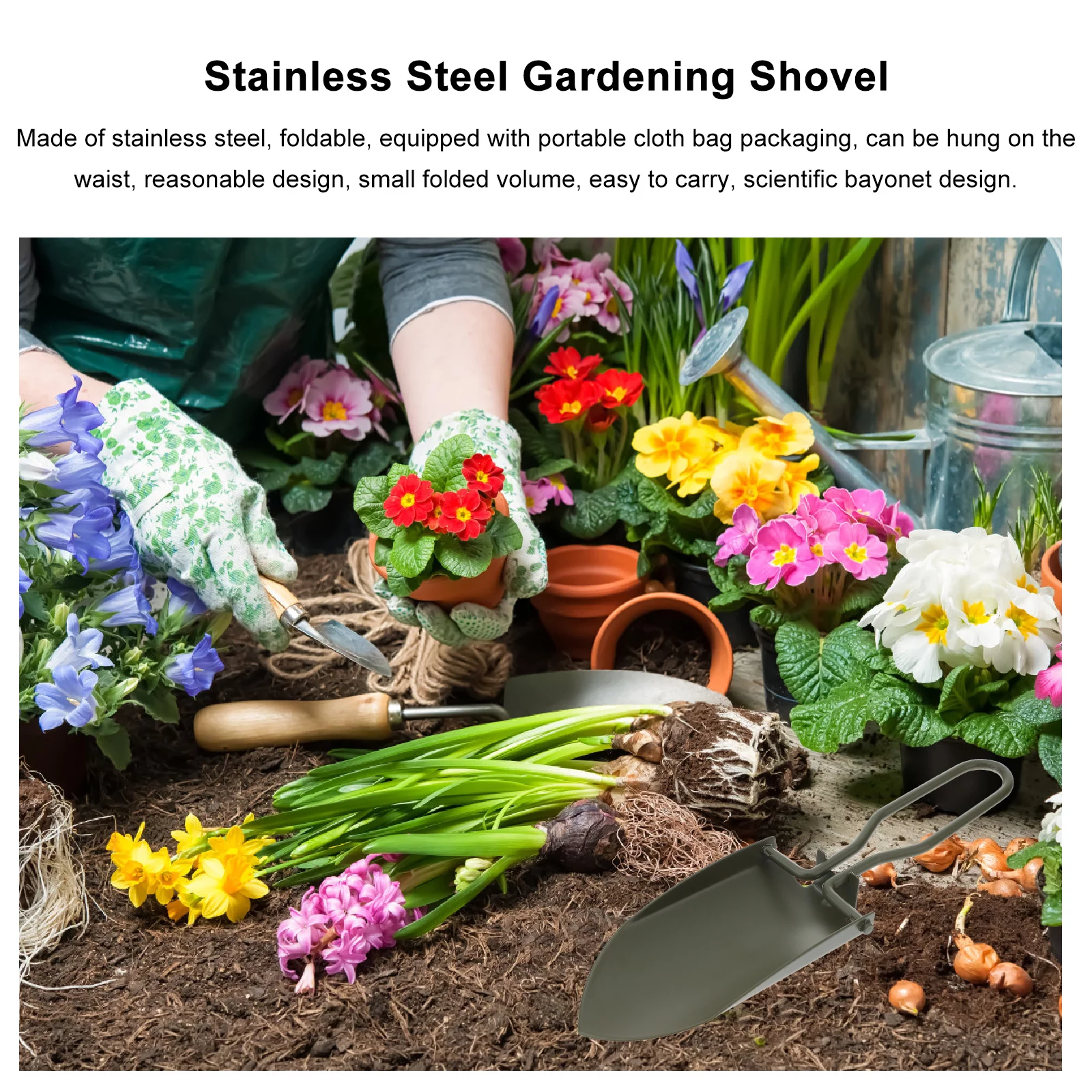 Gardening Spade Tools Shovel Stainless Mini Succulents Backpack Travel