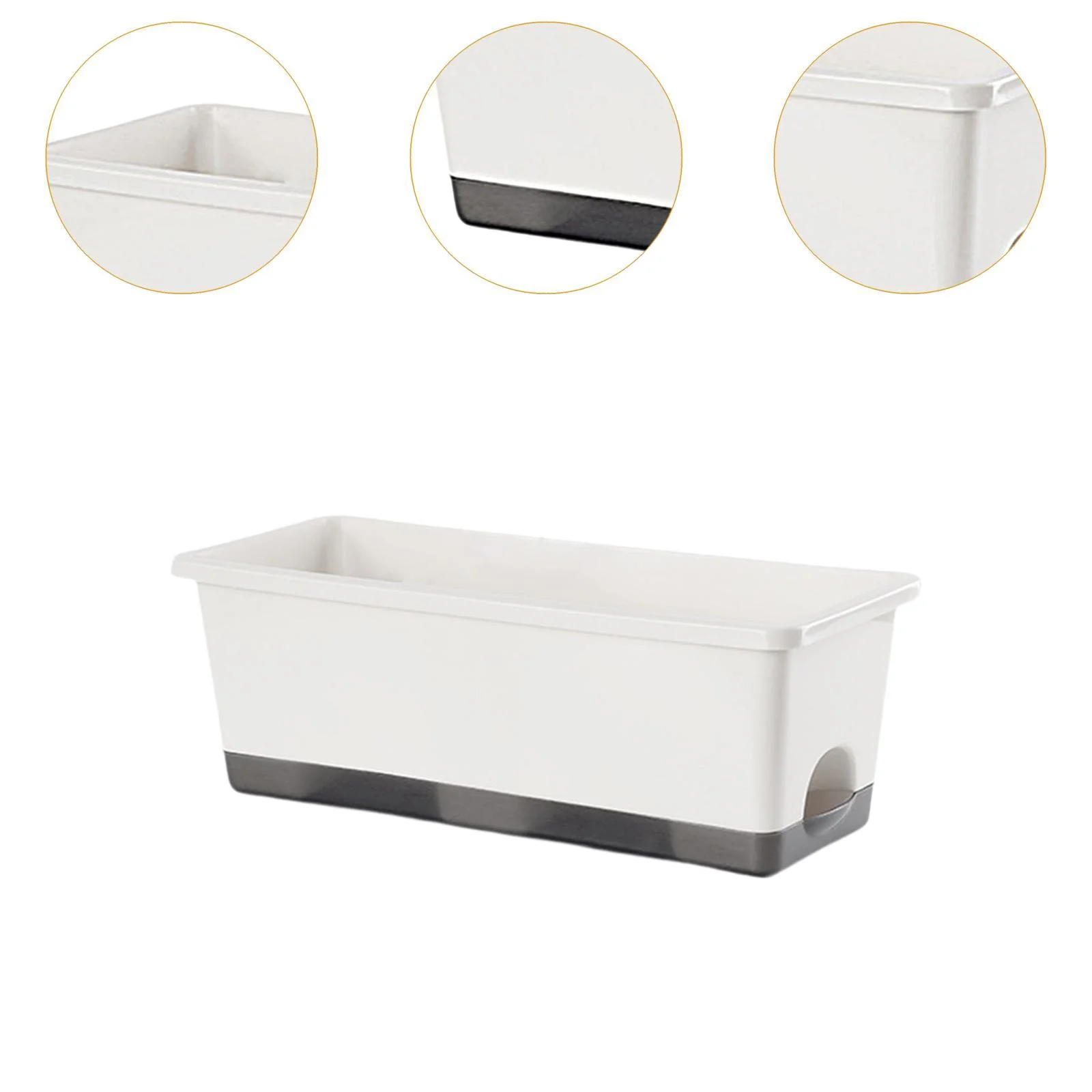 Colaxi Window Box Planter Windowsill Planter Organizer Balcony Planter Box Unique Plant Container Rectangular for Yard Porch Balcony White 1pc