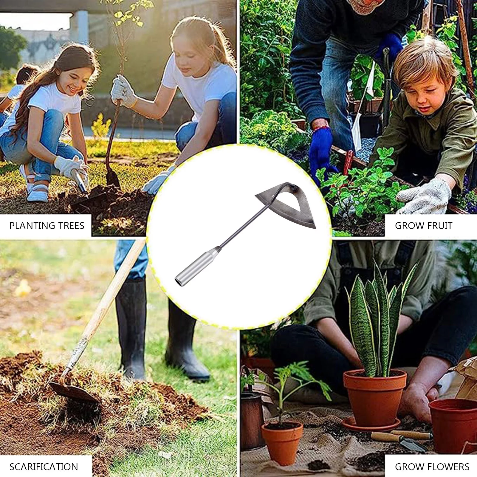 MVNSFEW Handle Grass Hoe Shaped Hollow Curved Small Hoe Household Garden Hoe Semi Circular Small Hoe