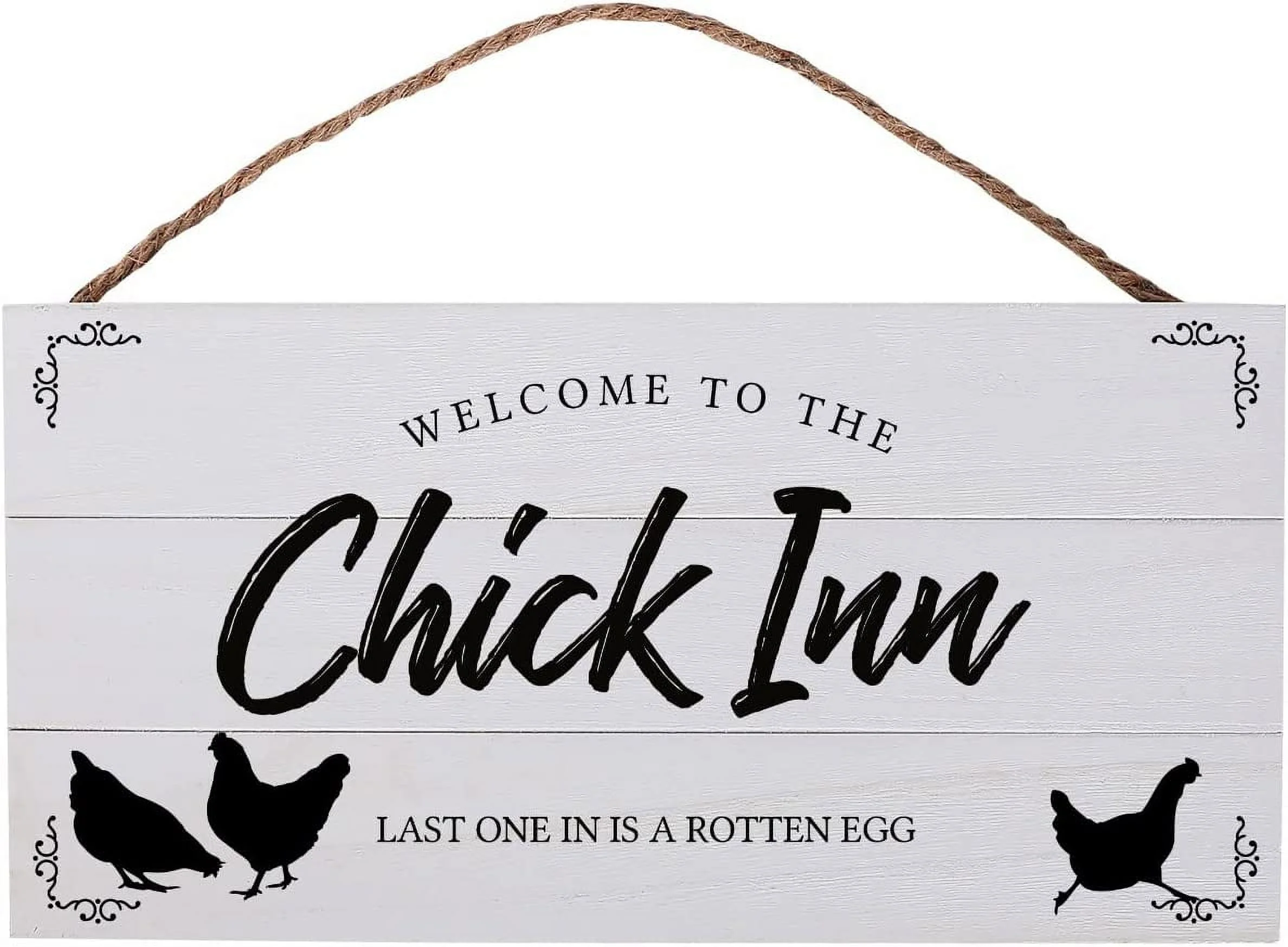 Chicken Coop Wooden Sign Welcome to the Chick Inn Last One in is a Rotten Egg 13.75 x 7