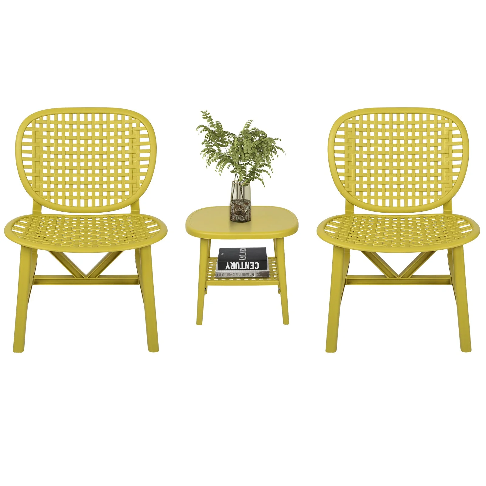 Toccara  3 Pc Retro Patio Table Chair Set - Yellow
