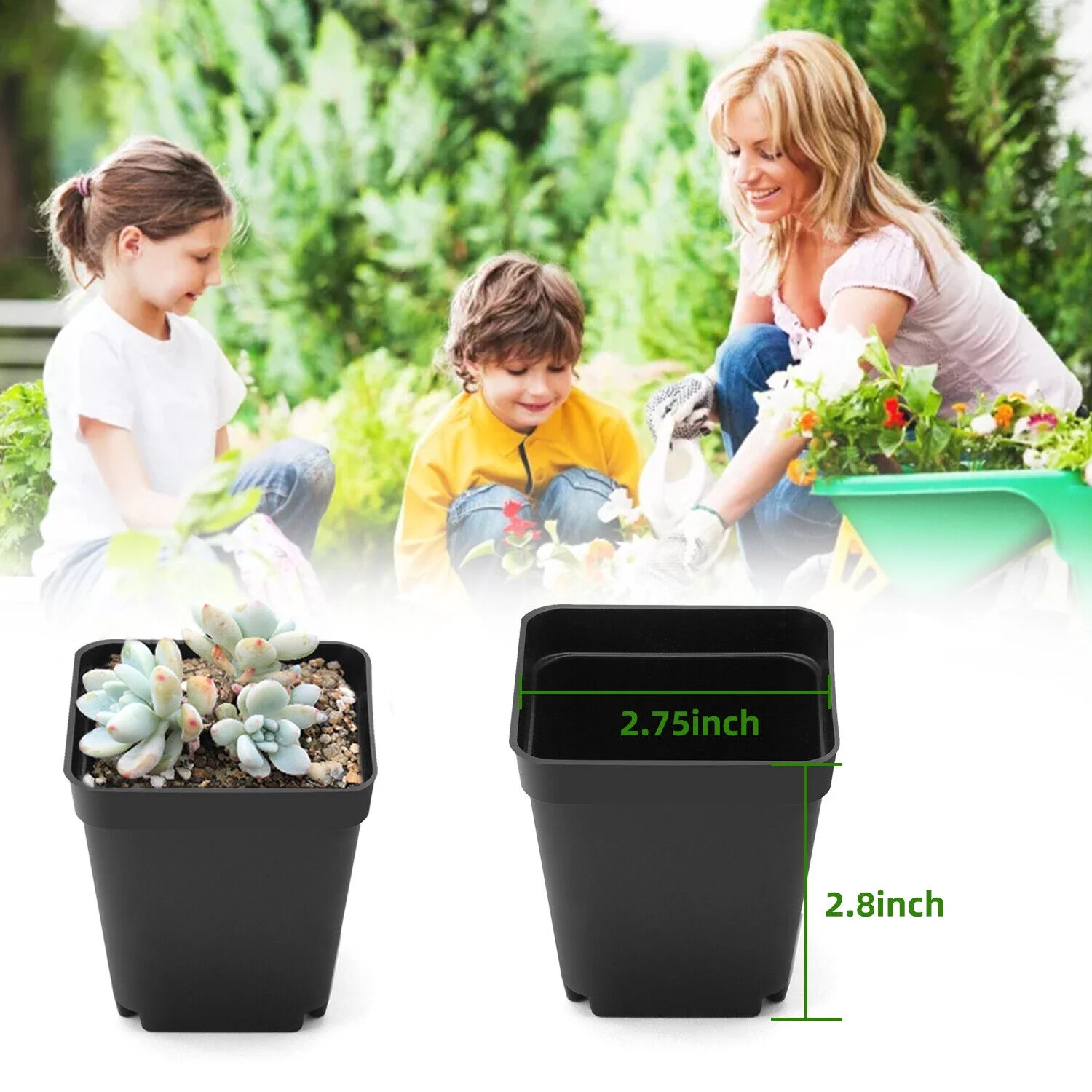 10 PCS Plastic Plant Flower Pot Garden Nursery Seedlings Pot Container Black USA