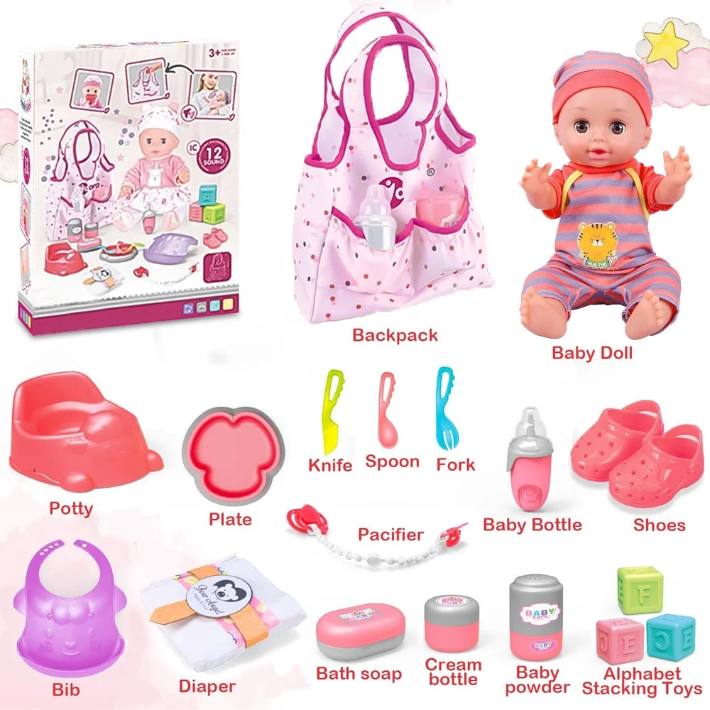 Baby Care Doll Toys Set, Pretend Play Toddler Toys, Birthday Gifts for Age 2 3 4 5+ Years Girls Kids
