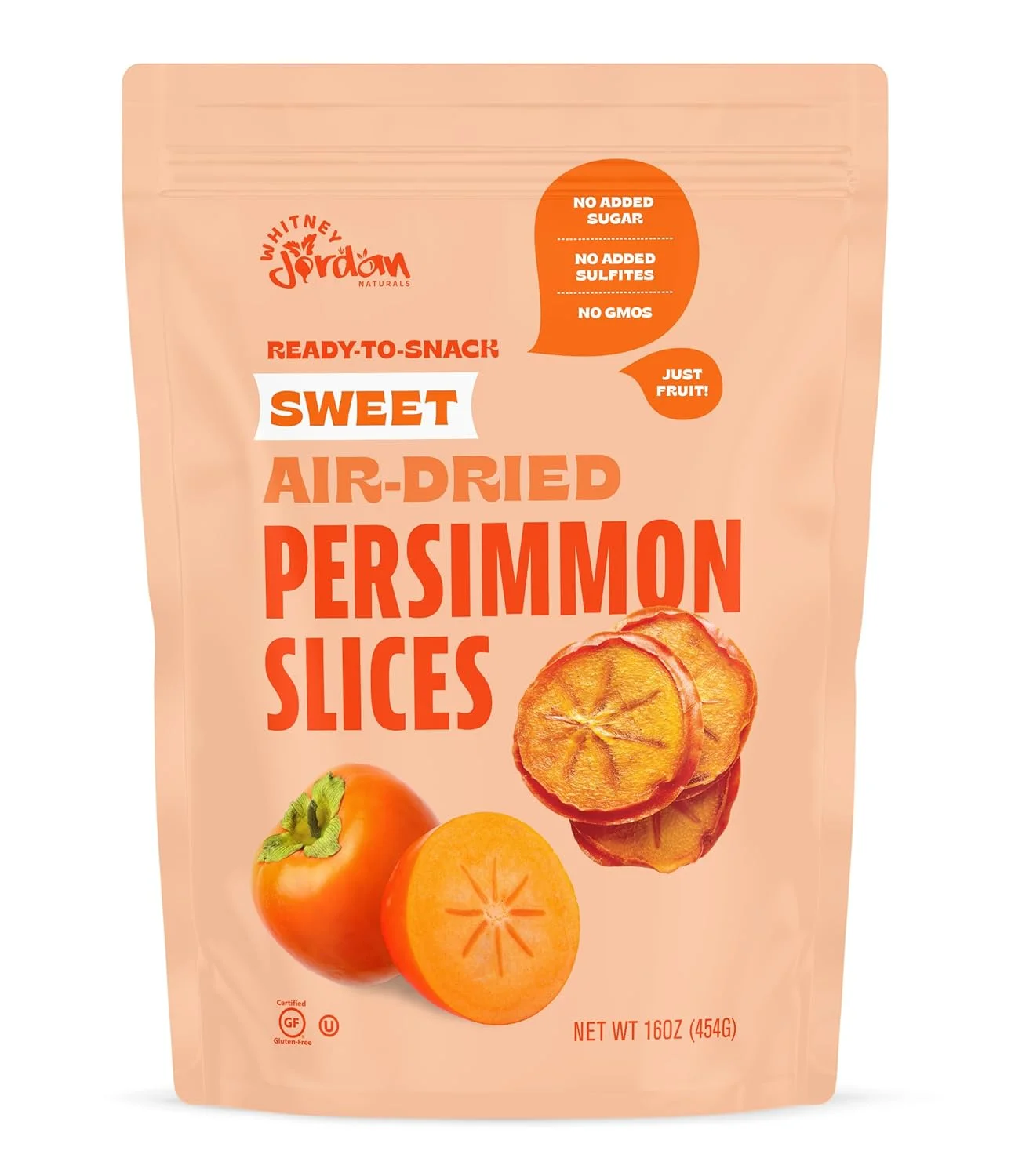 Whitney Jordan Naturals Sweet Air-Dried Persimmon Slices, 16 Ounce