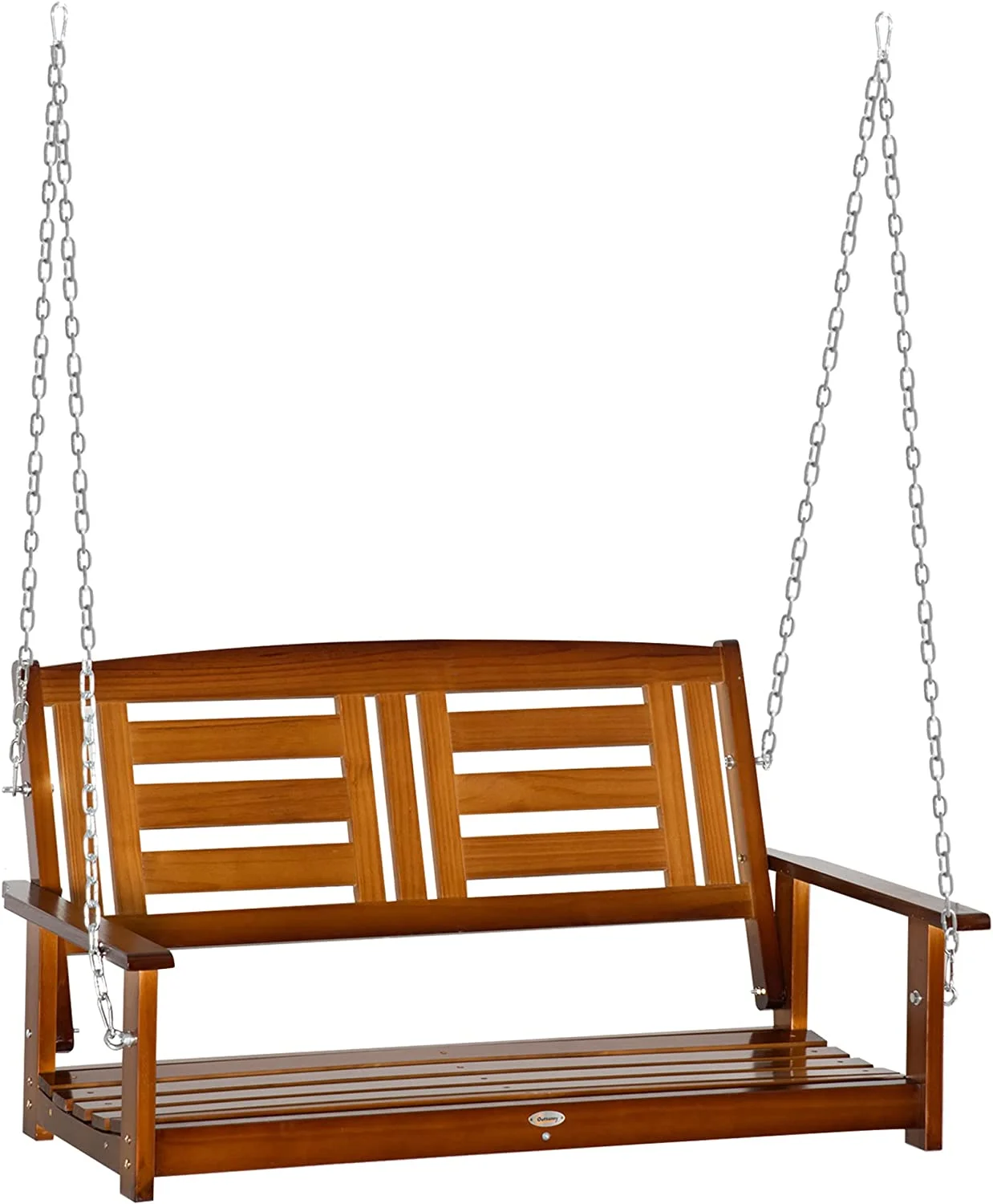 Elegant 2 Person Front Porch Swing, Hanging Elegant Swing, Outdoor Swing Bench with Pine Wood Frame and Hanging Chains for Garden and Yard