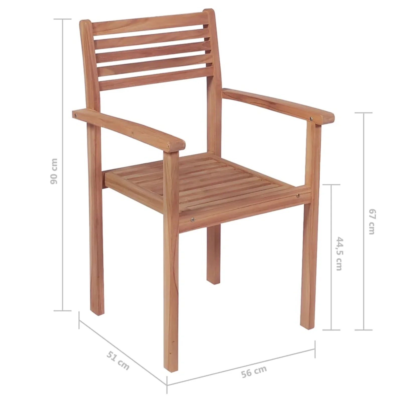 Dcenta Stackable Patio Chairs 8 pcs Solid Teak Wood