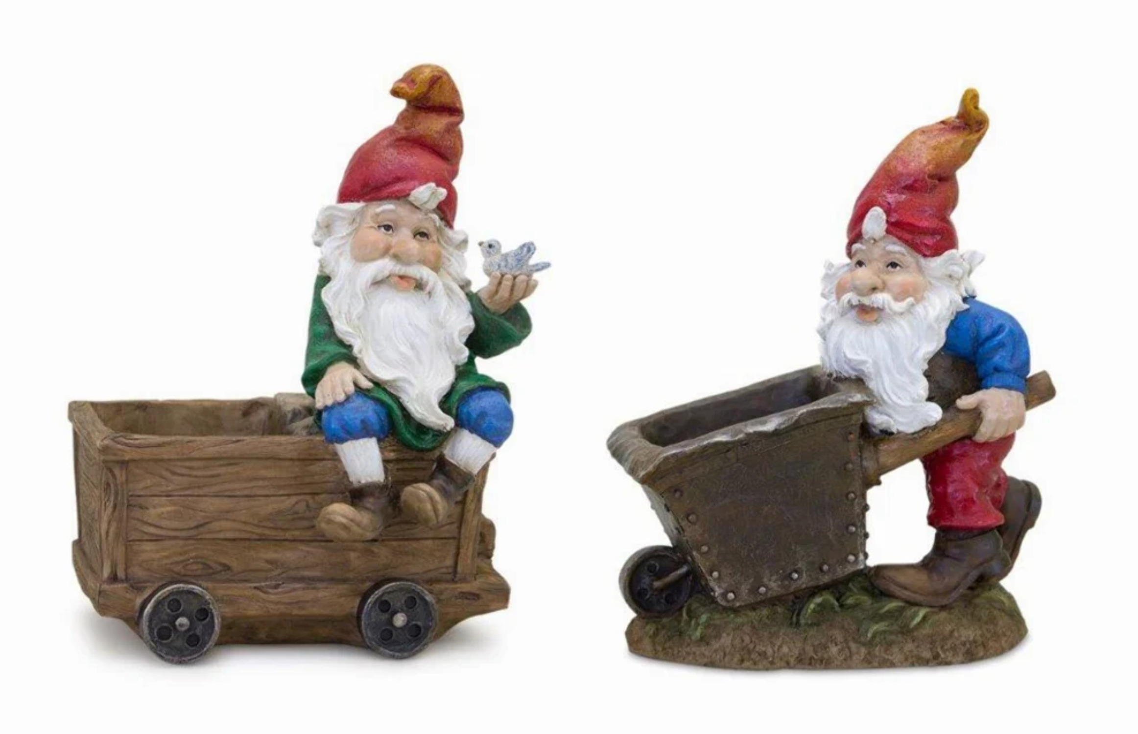 Home Decorative Gnome with Wheelbarrow & Wagon (Set of 2) 7