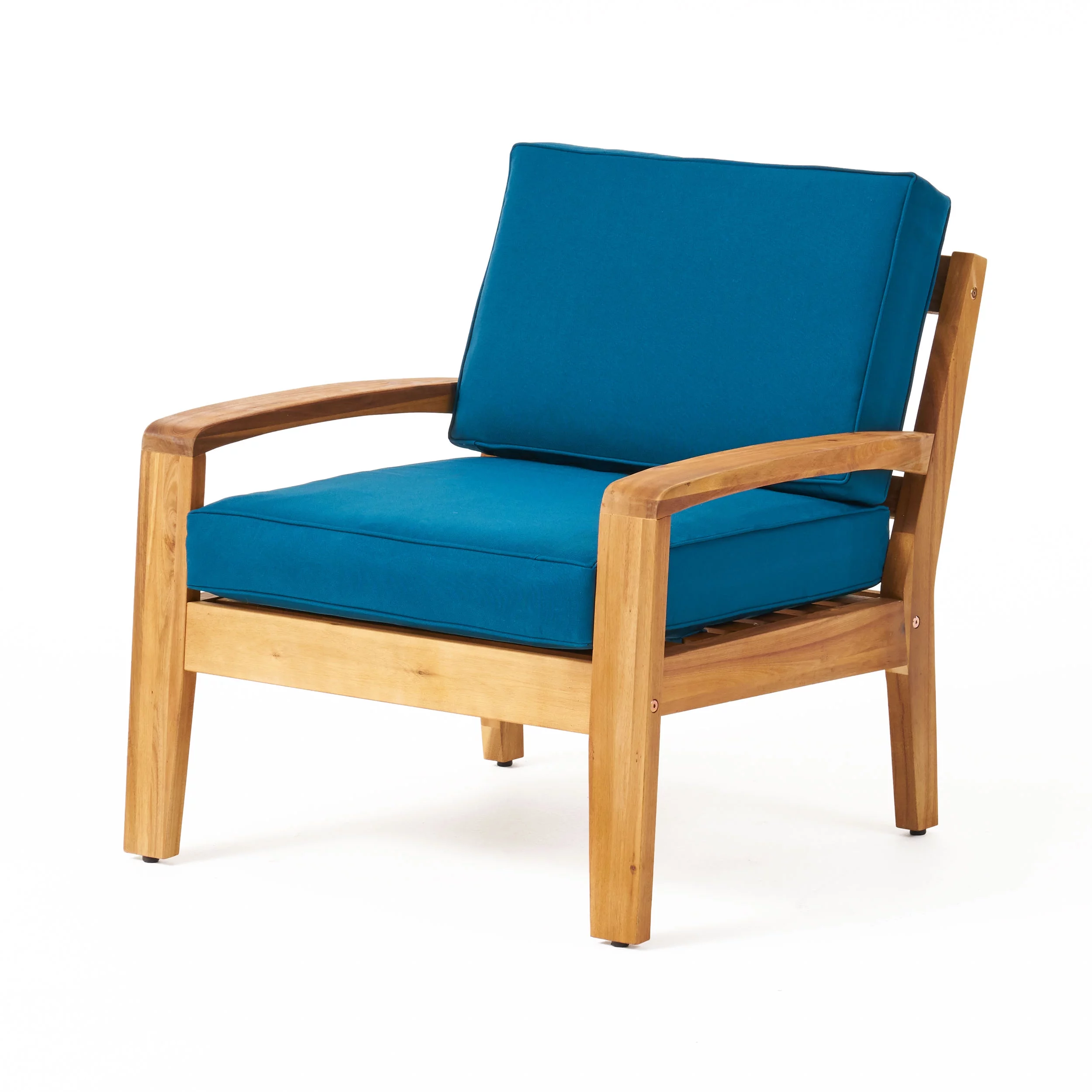 GDFSTUDIO Giselle Patio Conversation Set with Coffee Table, 4-Seater, Acacia Wood, Teak Finish