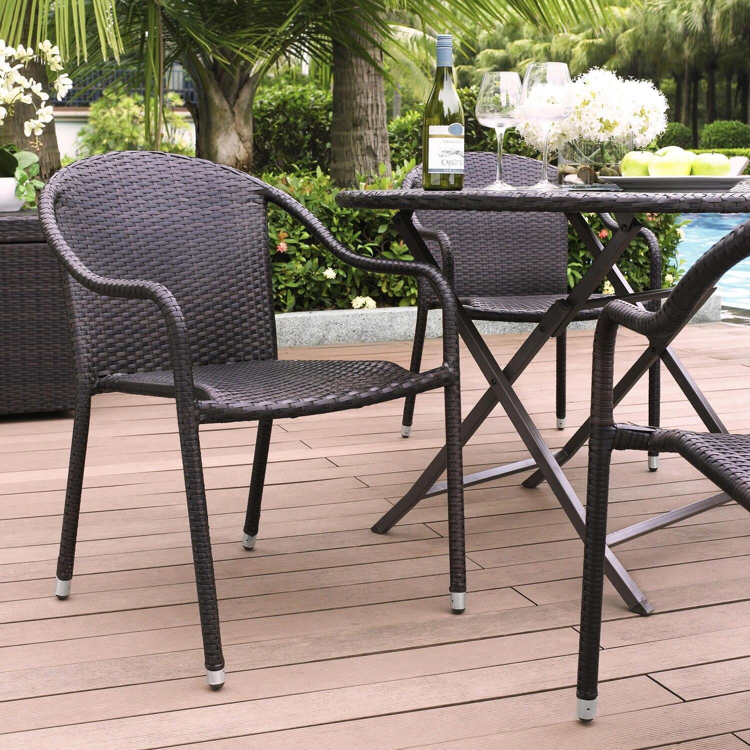 Maykoosh 4Pc palm harbor Outdoor Wicker Stackable Chair Set Brown - 4 Stackable Chairs, Wicker patio chairs