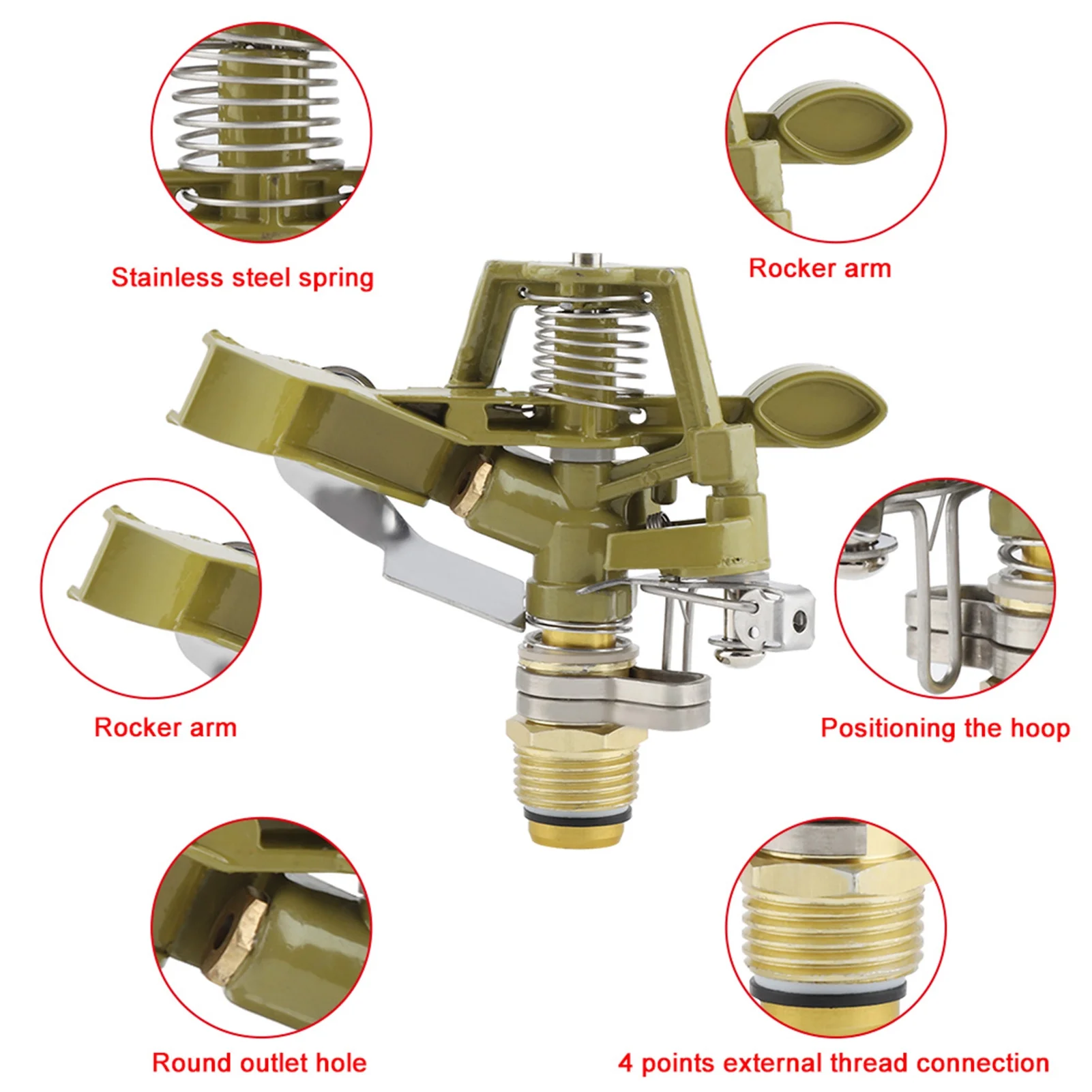 Heaveant Watering Sprinkler, 360 ° Zinc Alloy Ground Insert + Zinc Sprink Water Watering Sprinkler Sprayer Lawn Garden Yard