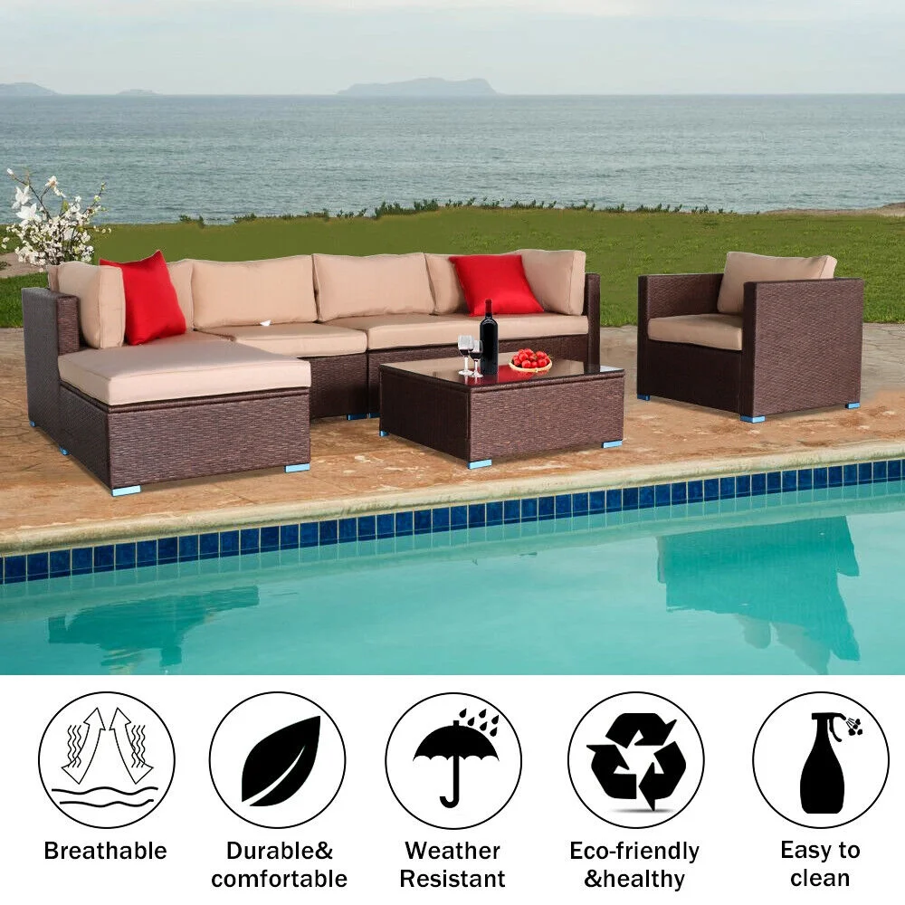 Rattan Wicker Sofa Set Sectional Couch Cushions Patio Furniture Table Chair Sets