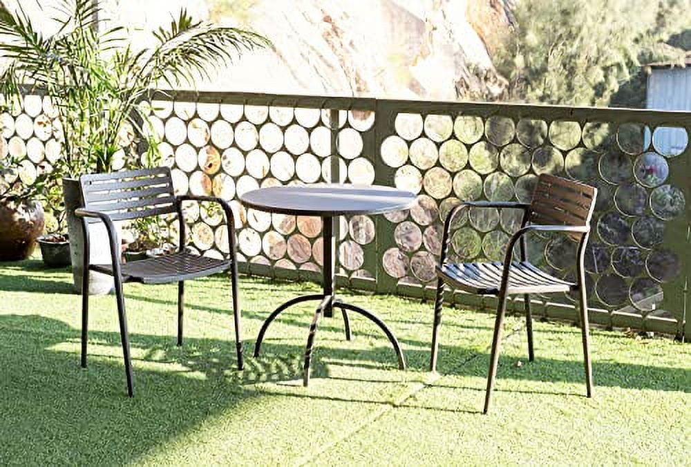 Lisuden Patio Bistro Metal Dining Table, Outdoor Steel Slat Round Table for 2 Person,Diameter 27.5