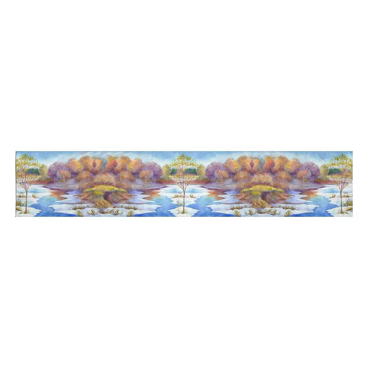 MKHERT Sapling Tree Forest Near Frozen Rivulet in Bright Wintertime Day Table Runner Home Decor for Home Kitchen Dining Wedding Party 16x72 Inch