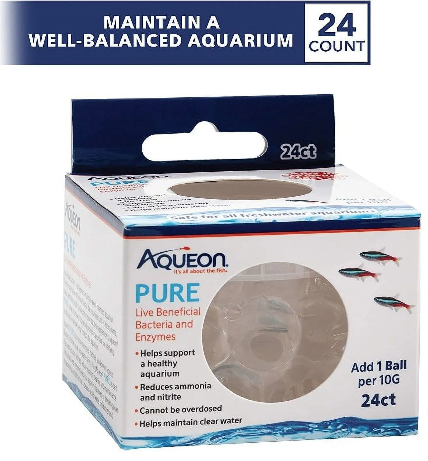 Aqueon Pure Live Beneficial Bacteria and Enzymes for Aquariums [Aquarium, Aquarium Supplies] 24 count