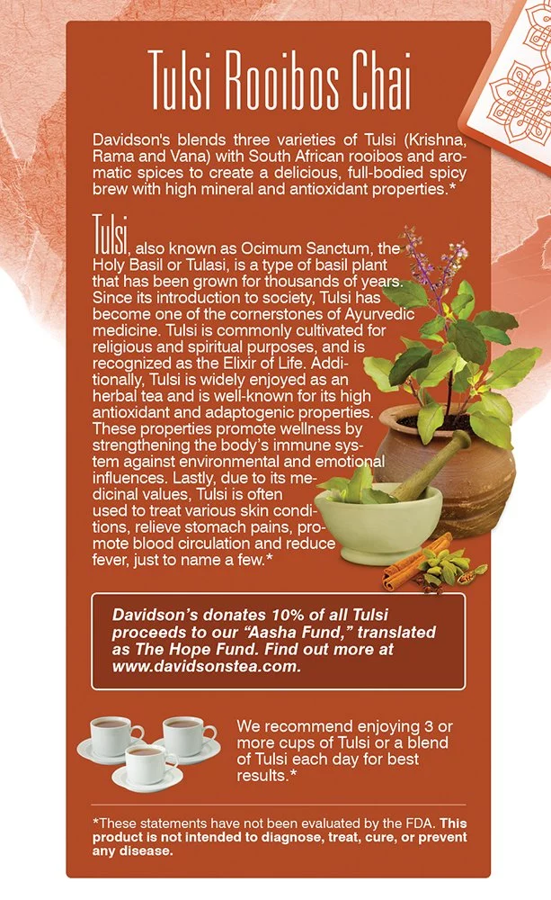 Davidsons Tea Tulsi Rooibos Chai, 25-Count Tea Bags (Pack Of 6))