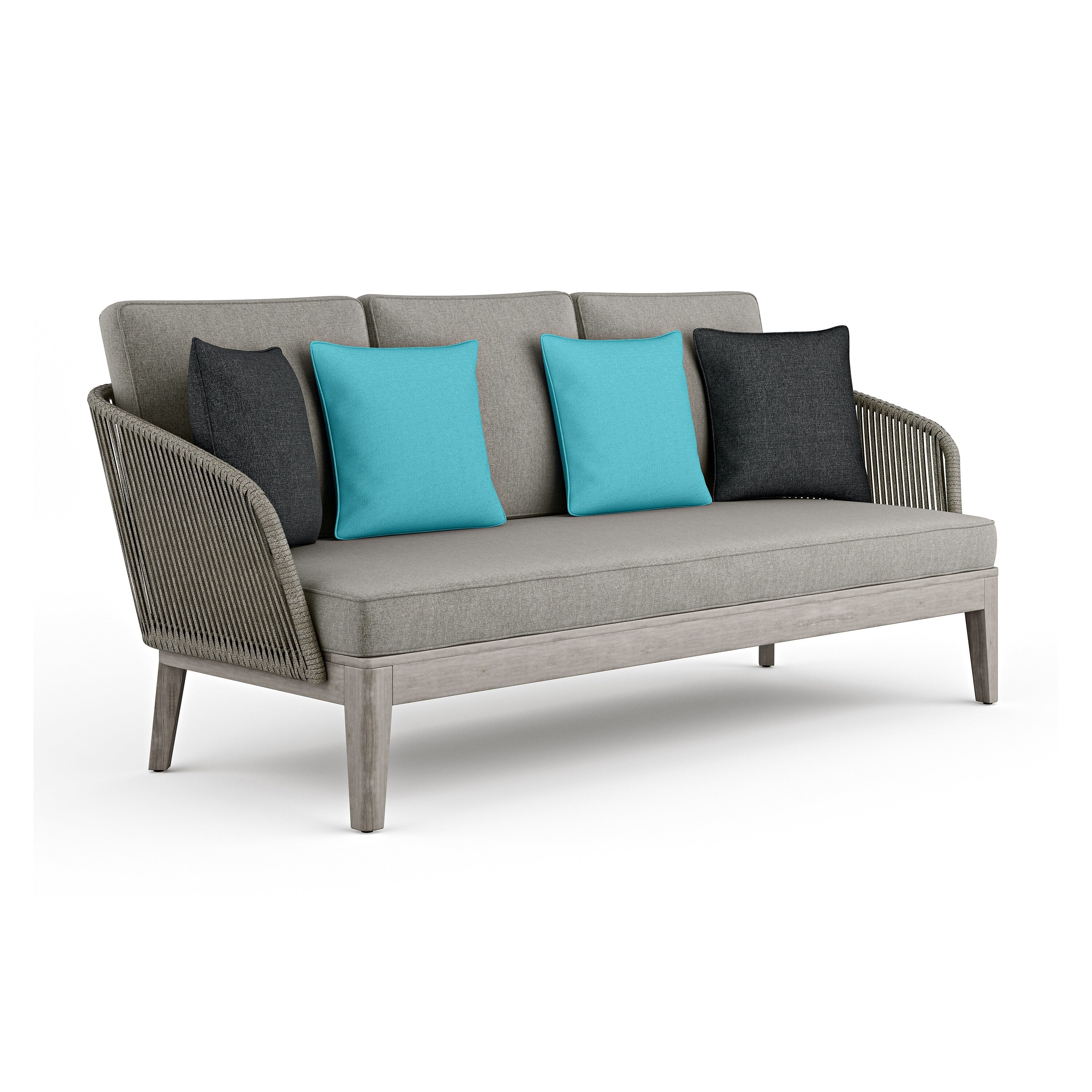 WyndenHall  Lotus  75 inch Wide Contemporary Outdoor Sofa in Sand Drift  Polyester Fabric