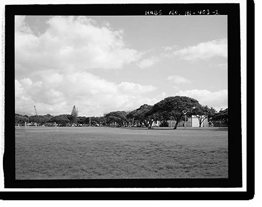 Historic Framed Print, U.S. Naval Base, Pearl Harbor, Gymnasium & Theater, Neville Way, Pearl Harbor, Honolulu County, HI - 2, 17-7/8