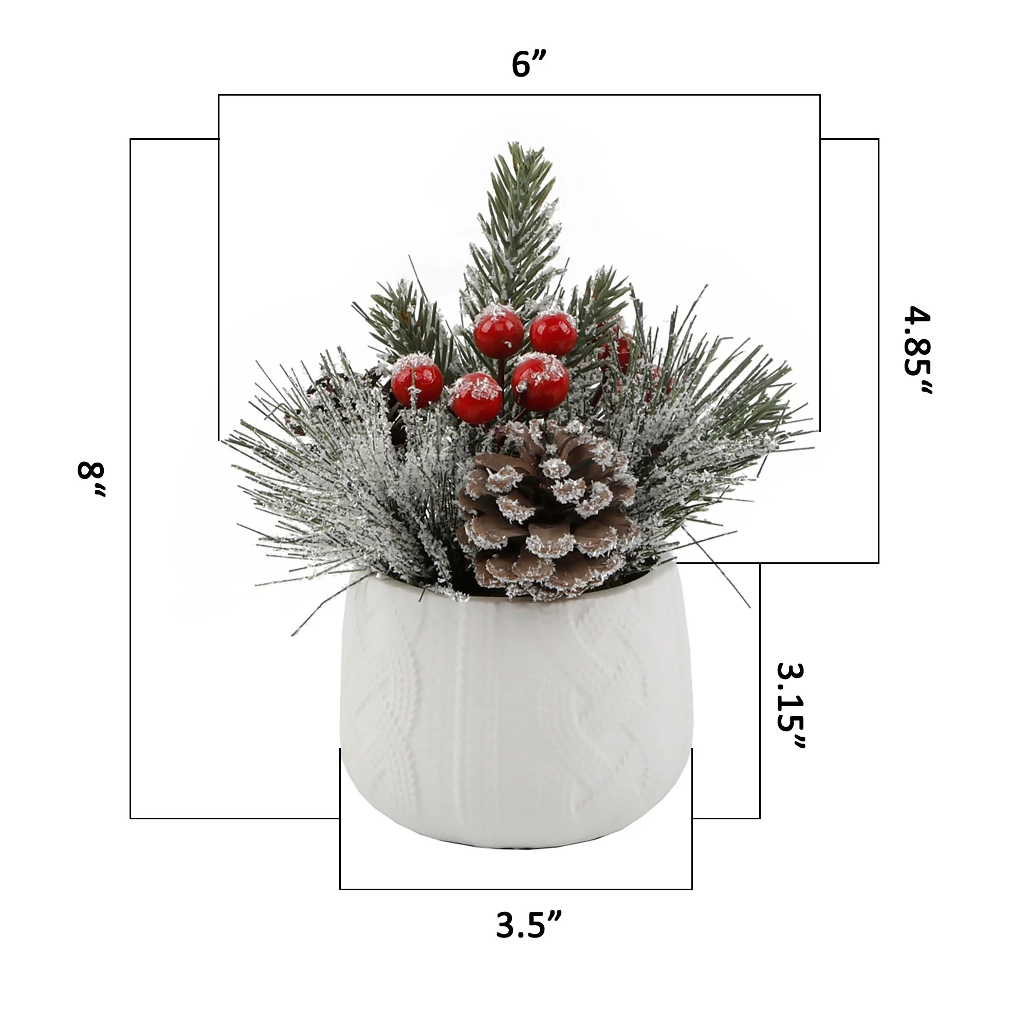 Flora Bunda CH2067E-WH Xmas Mix in  White Sweater Ceramic Pot 3.5X3.5X3