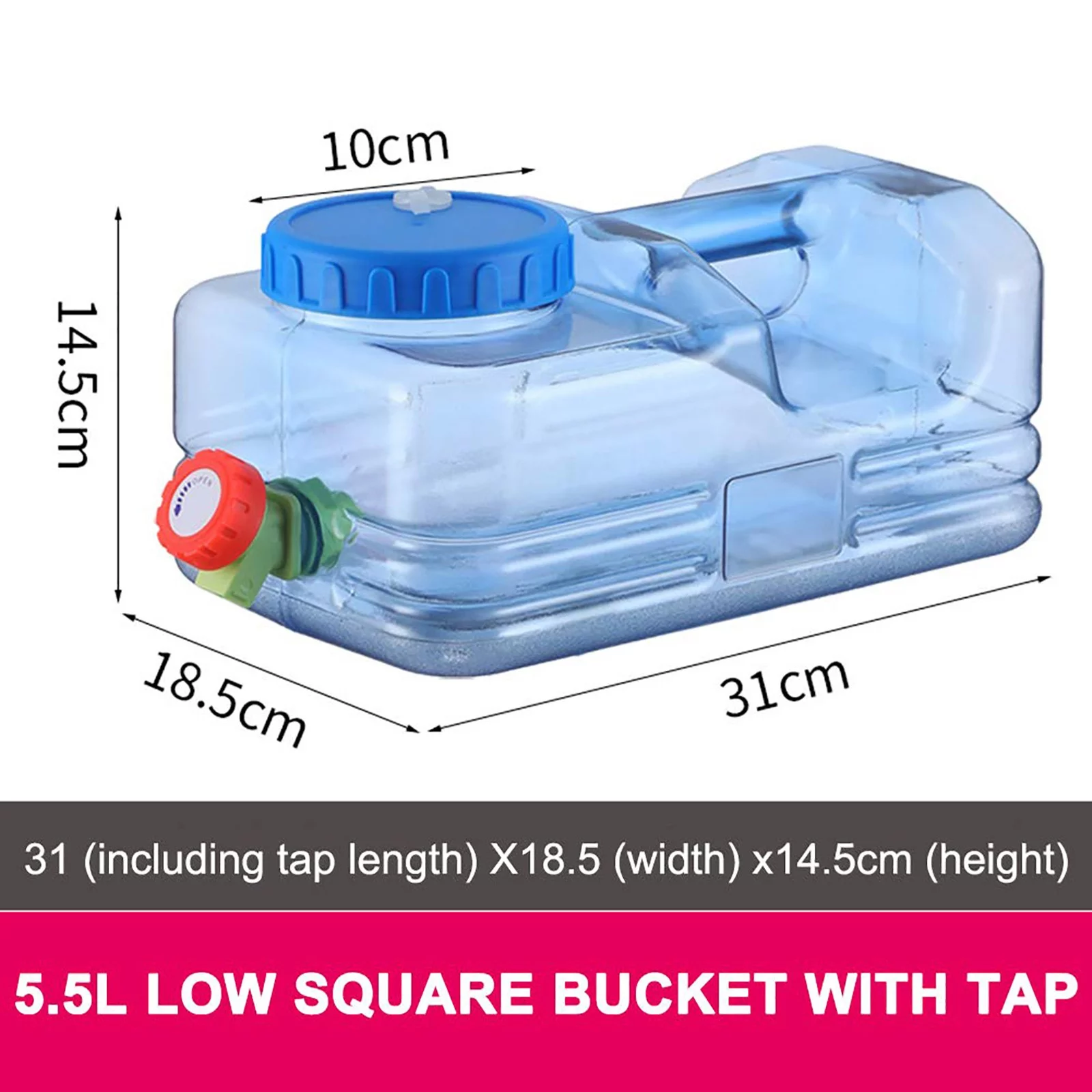 5.5L Water Tank Vehicle Portable Water Tank With Handle Food Tank With Faucet Suitable For Travel Camping Barbecue Fishing