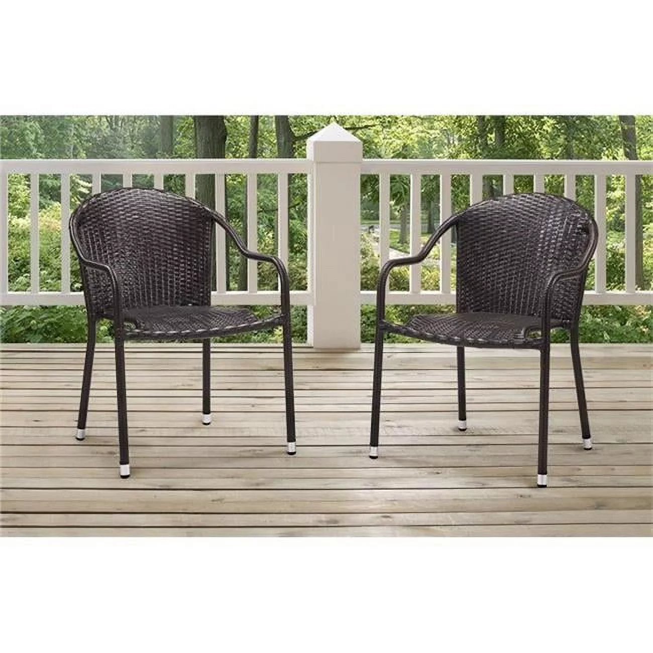 Modern Marketing Concepts  Palm Harbor Outdoor Wicker Stackable Chairs- Brown - Set of 2