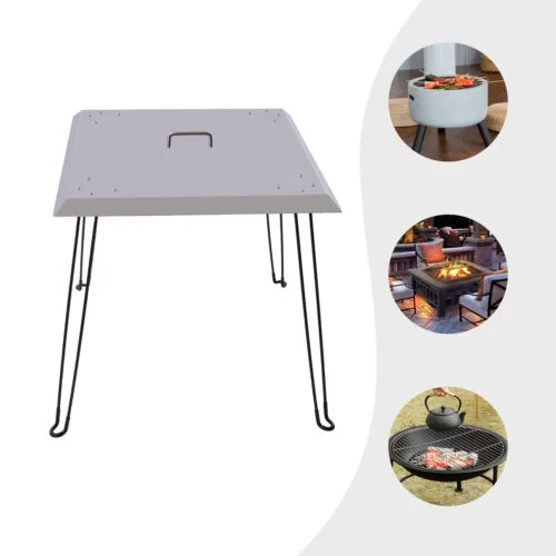 26''X26'' Fire Pit Lid Cover Stainless Steel Burner Pan Lid Square with Handle
