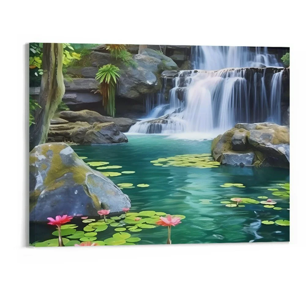 Fenyluxe Print On Canvas Fall Decor Waterfall Scenery Canvas Wall Art Picture 20x16in
