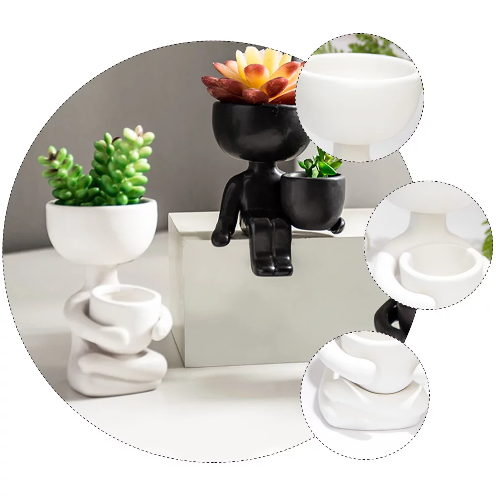 Plant 2 Pcs Fern Pot Table Flower Figure Ceramic Flowerpot Artificial Succulent Bowl White Ceramics