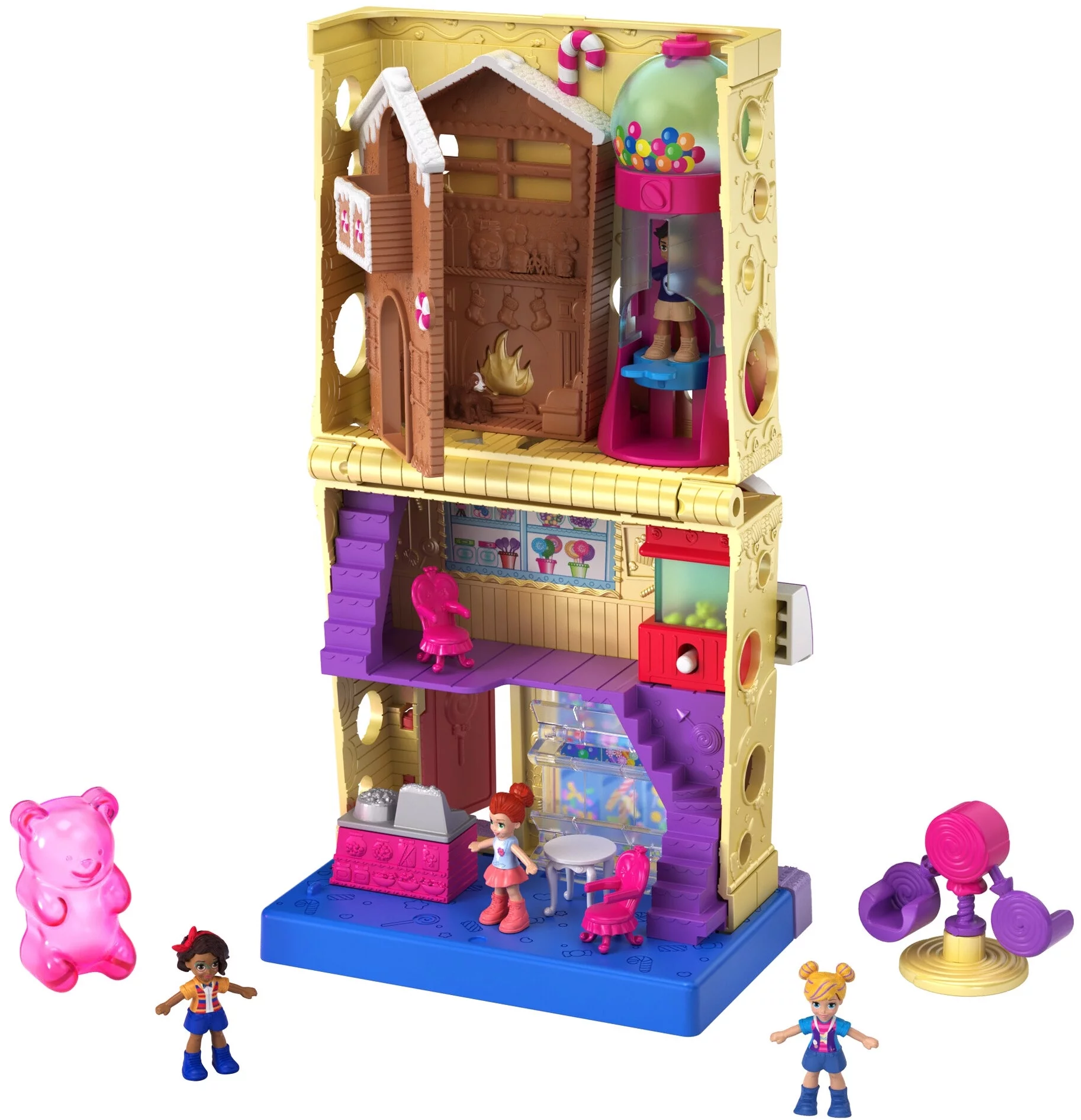 Polly Pocket Pollyville Candy Store with 4 Floors, 2 Dolls and 5 Accessories