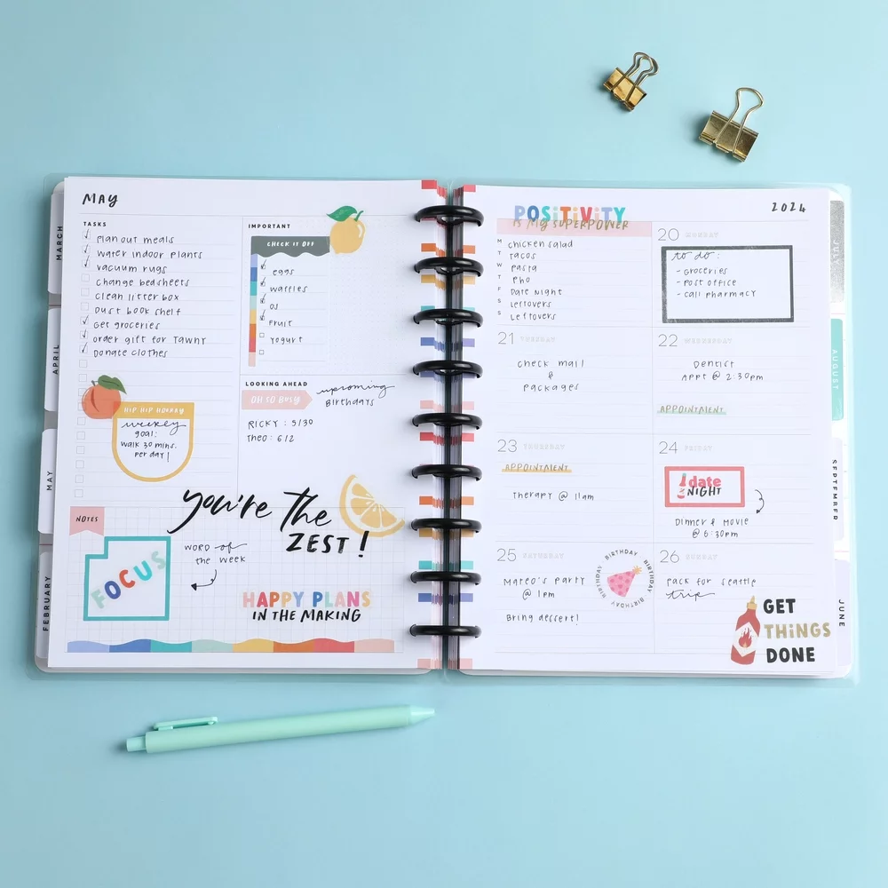 Happy Planner Dated 18 Month Planner, July 2023 – Dec 2024, Dashboard Layout, Fun Illustrations, Classic Sized 9.25” x 7”