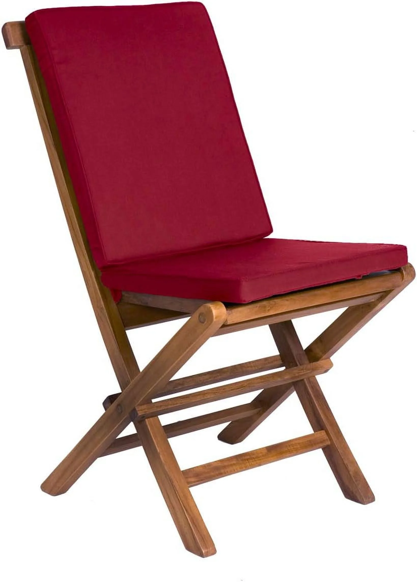 2-Piece Teak Folding Chair Set With Cushions, Red | Outdoor Seating, Foldable Cushioned Teak Chairs - Stylish & Durable Design, Ideal For Any Space (23X18x36)