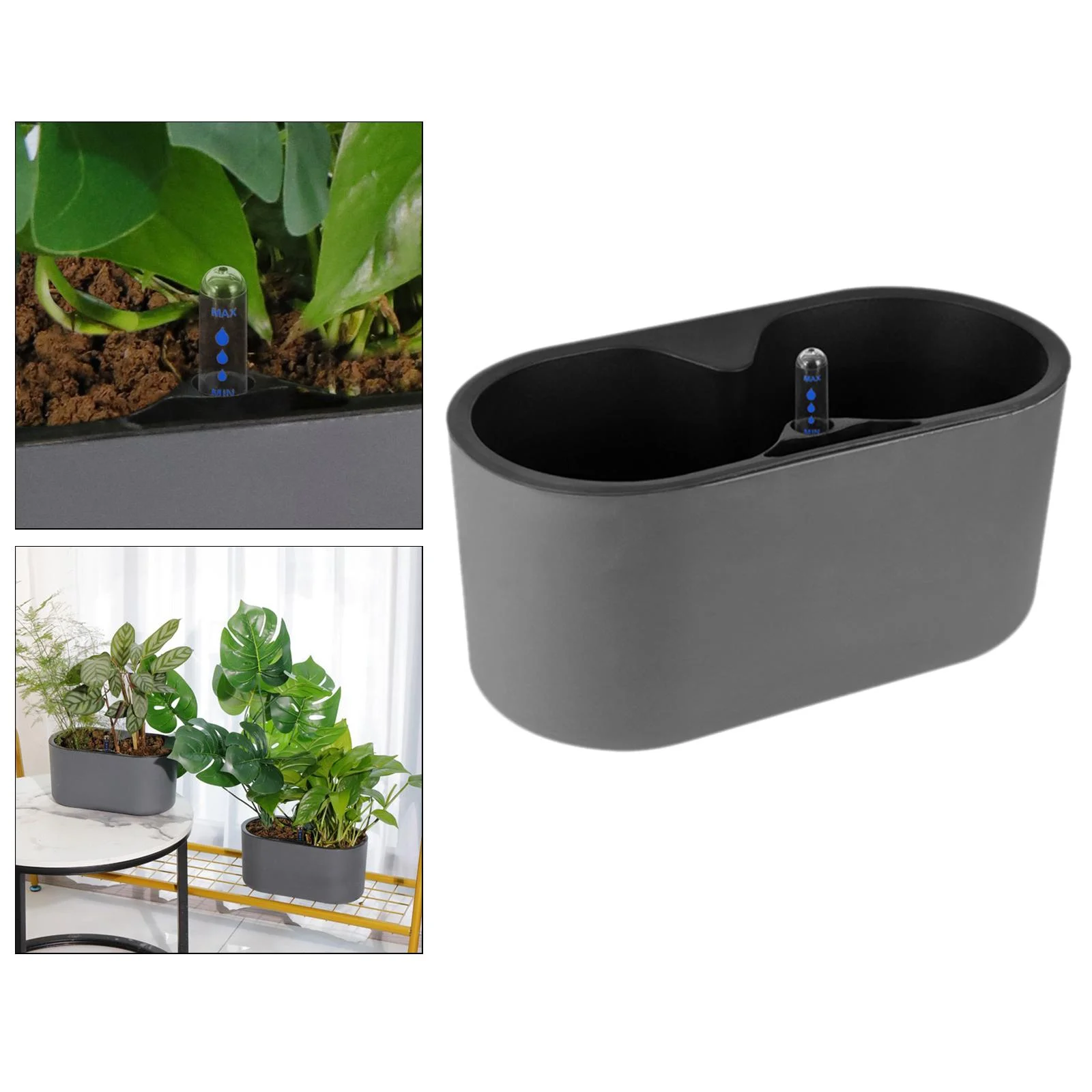 2 Pieces Self Watering Planter Simple 28x14cm Planter Cafe Flowerpot
